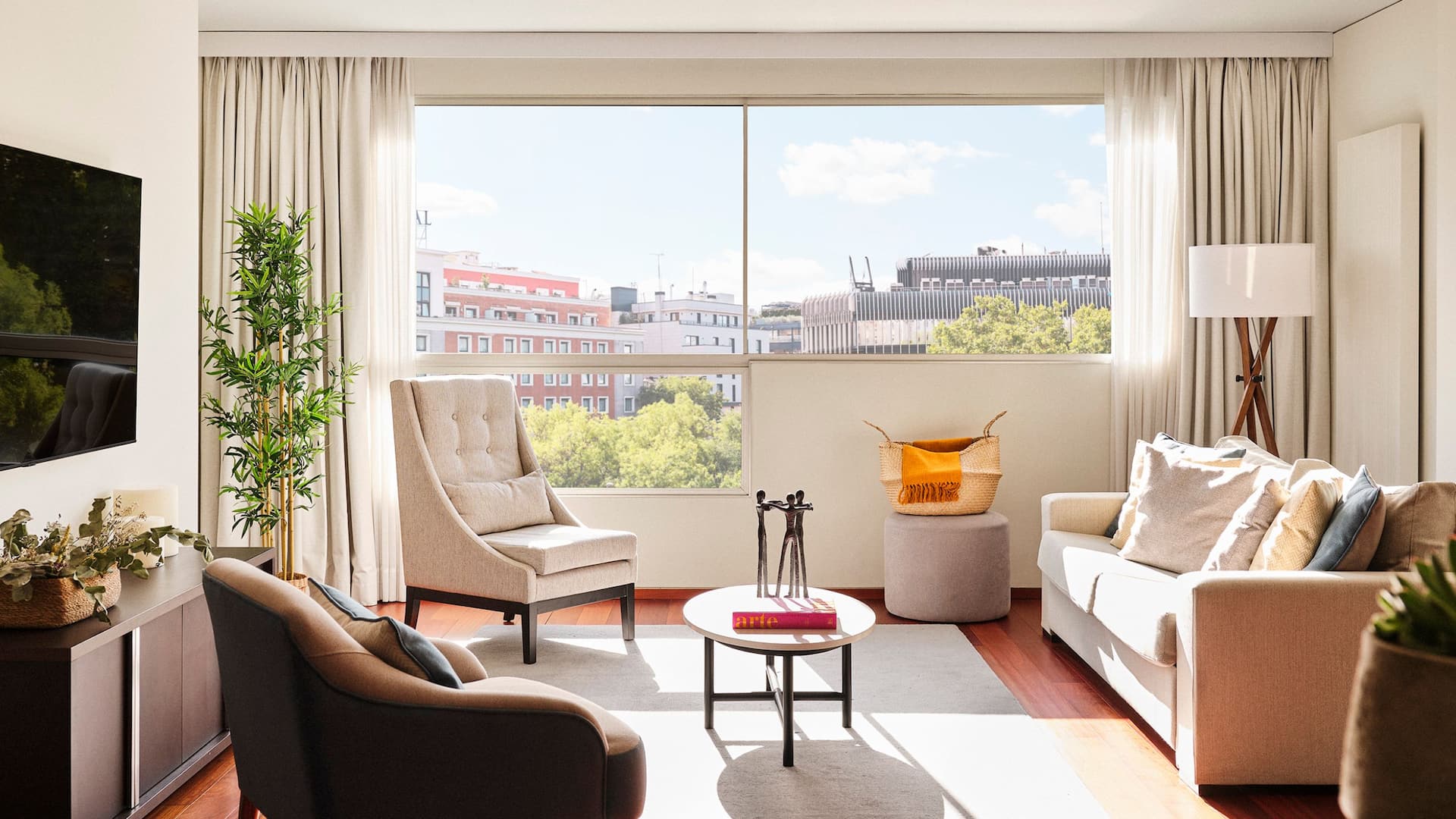 1/7 Hyatt Regency Madrid Residences Two Bedroom Family Apartment Living Room Views