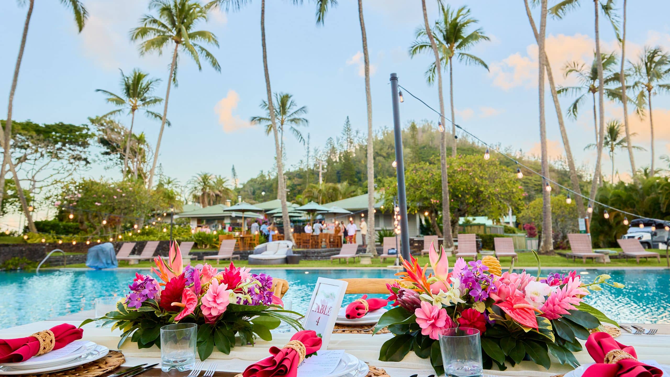 4 of 6 Hana-Maui Resort Poolside Wedding Reception At Dusk
