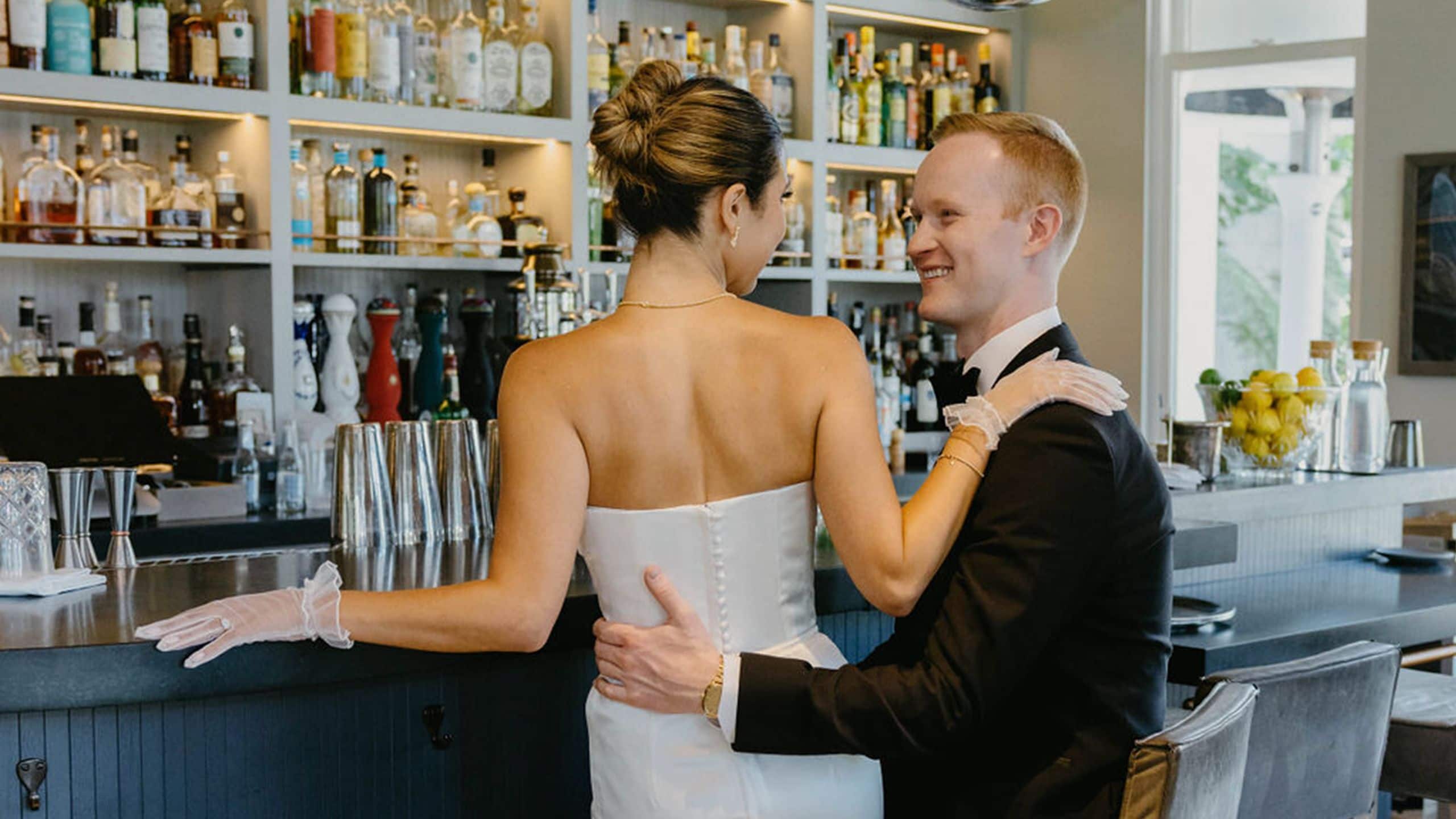 Alila Napa Valley Bride And Groom At Bar