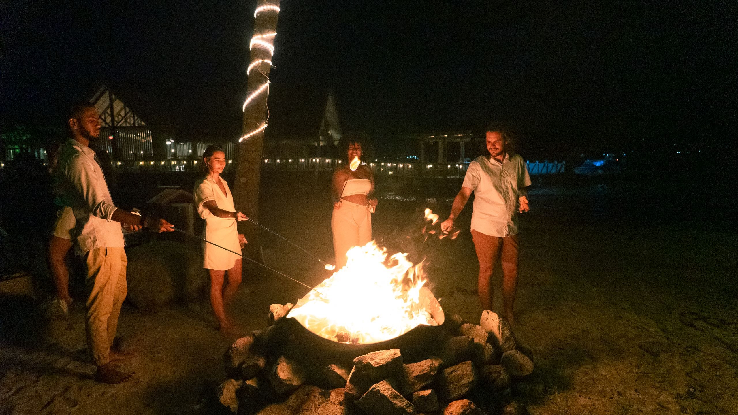 Park Hyatt St. Kitts Christophe Harbour Guests Enjoying Bonfire