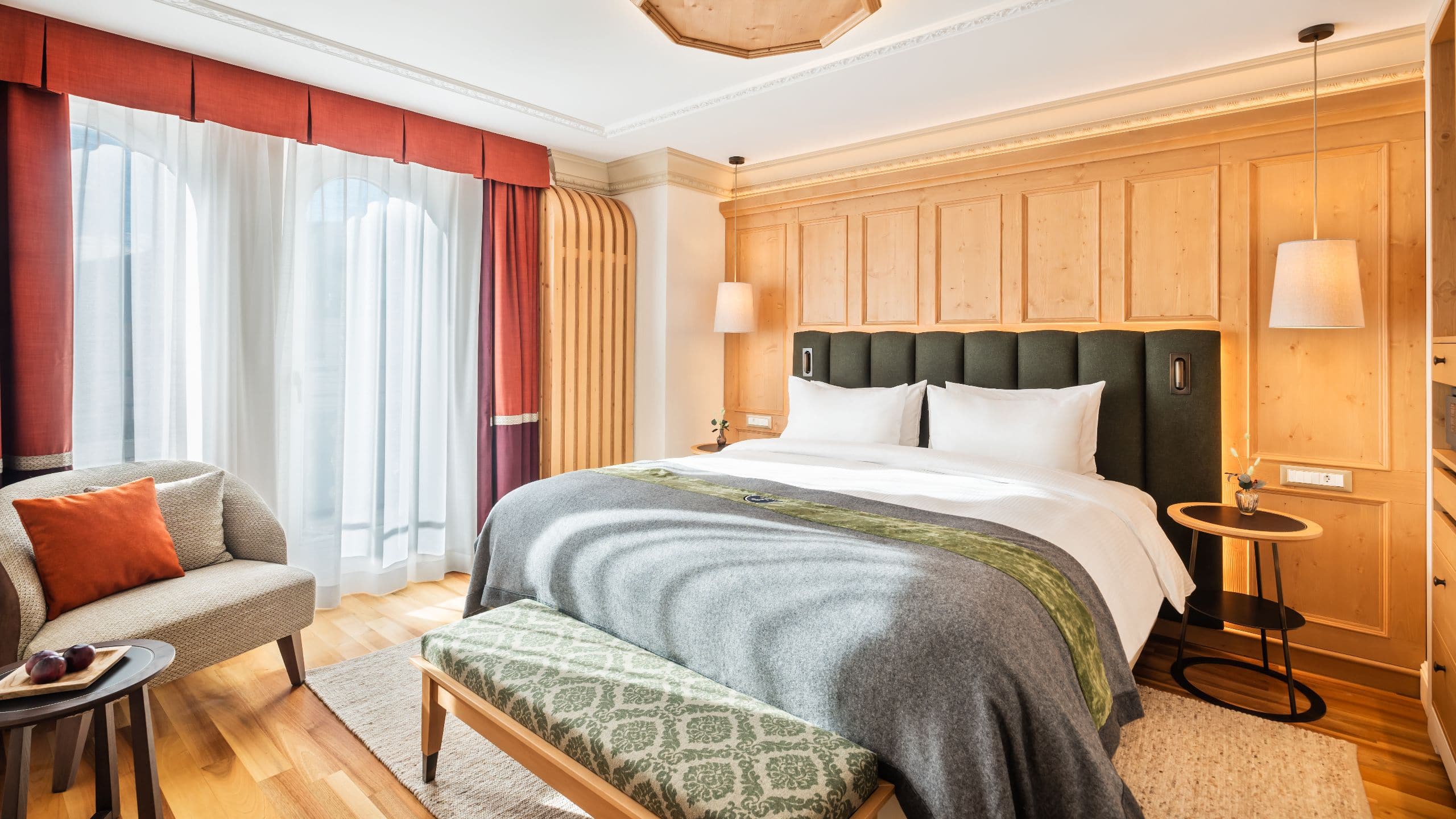 Hotel Flüela Davos Grand Deluxe Suite Bed Room Large Windows