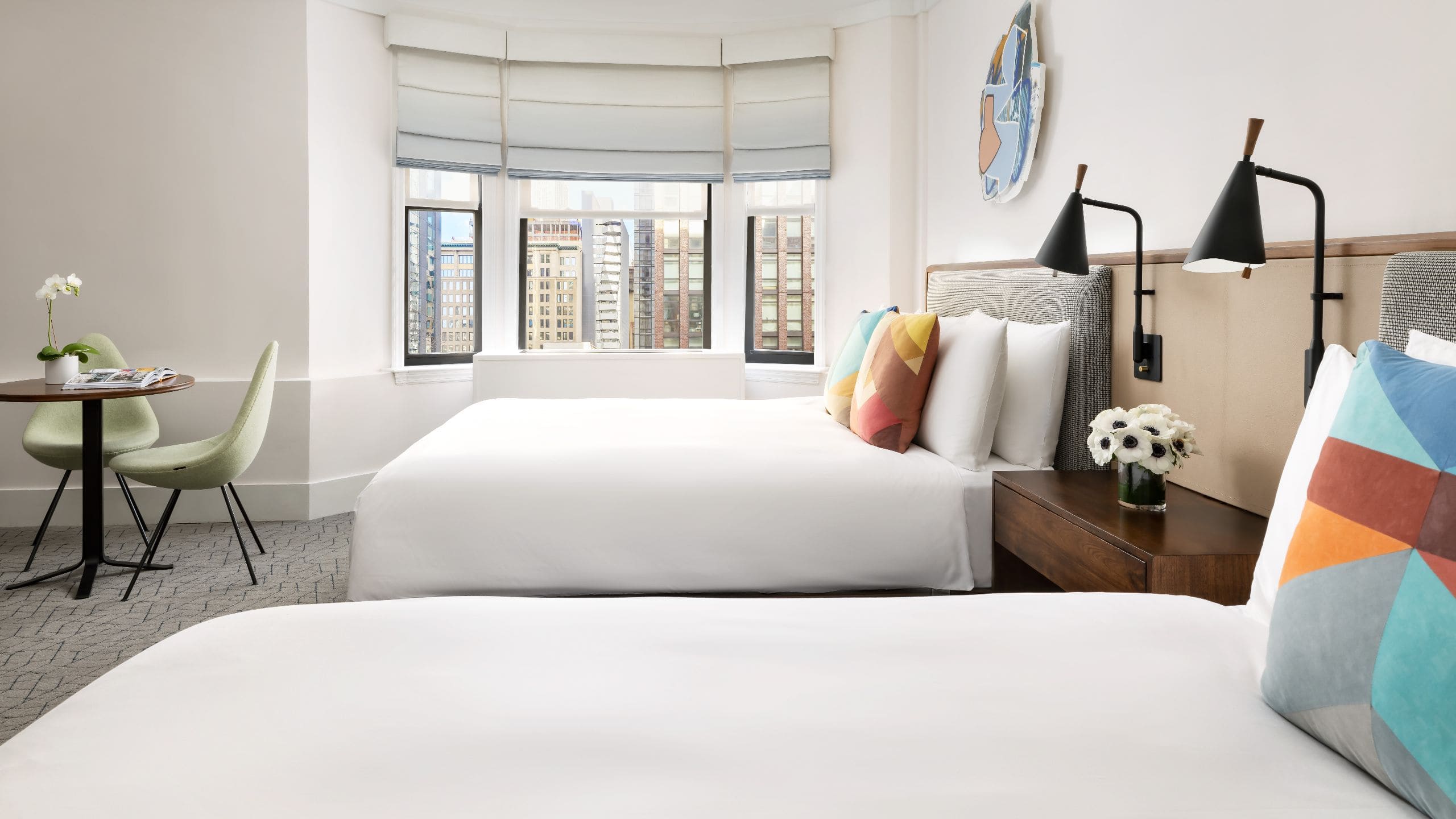 Hotel Seville NoMad Two Queen Beds Guestroom Table And Chairs