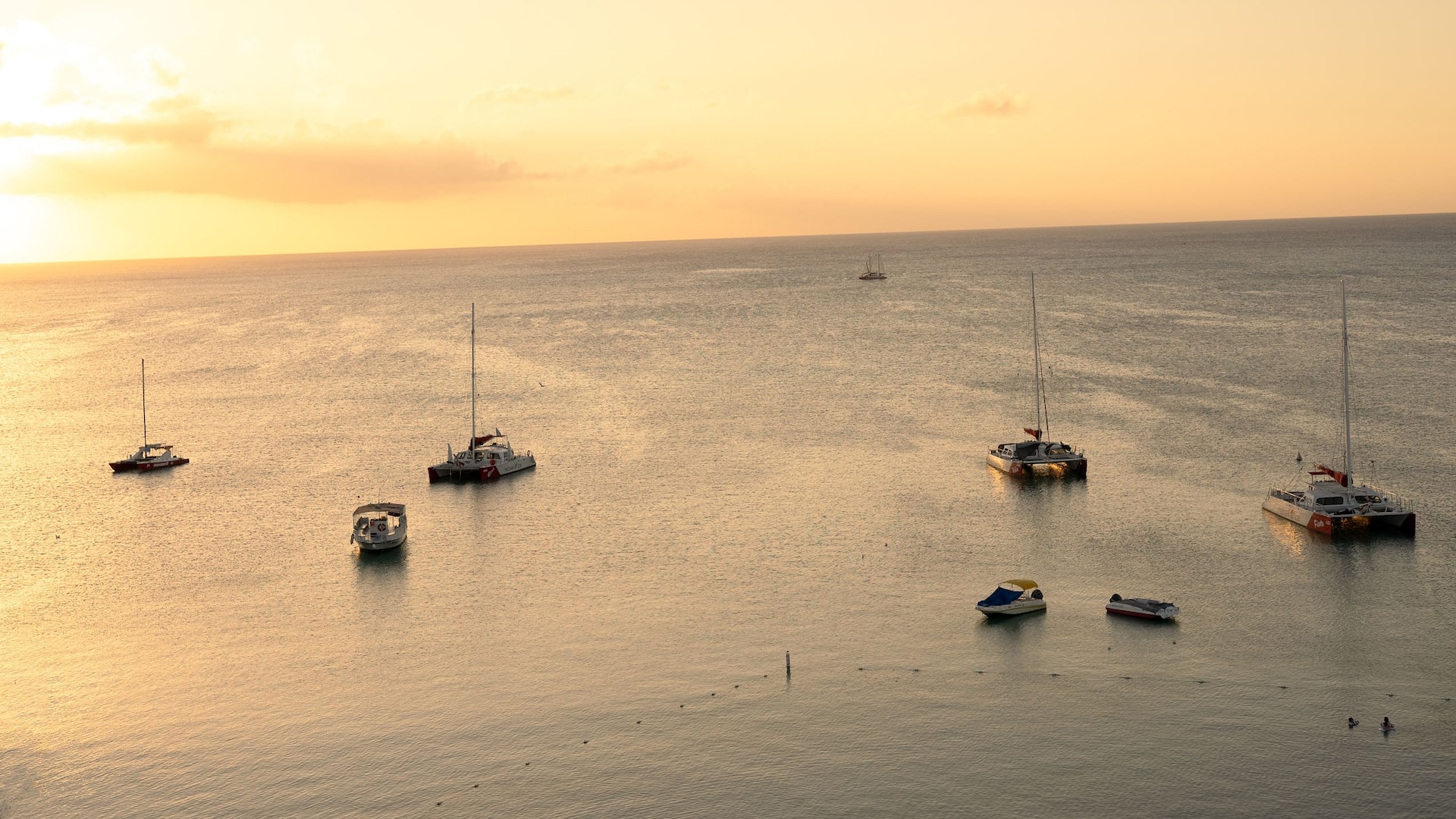 Hyatt Regency Aruba Resort Spa and Casino Palm Beach Boats At Sunset