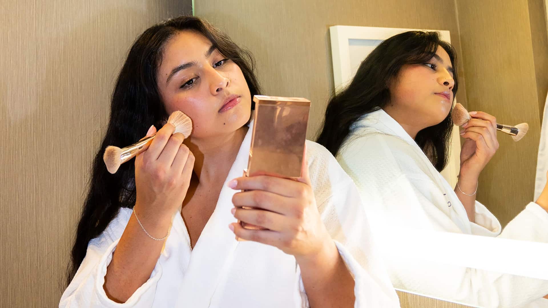 Hyatt Regency Long Beach Woman Getting Ready Bathroom