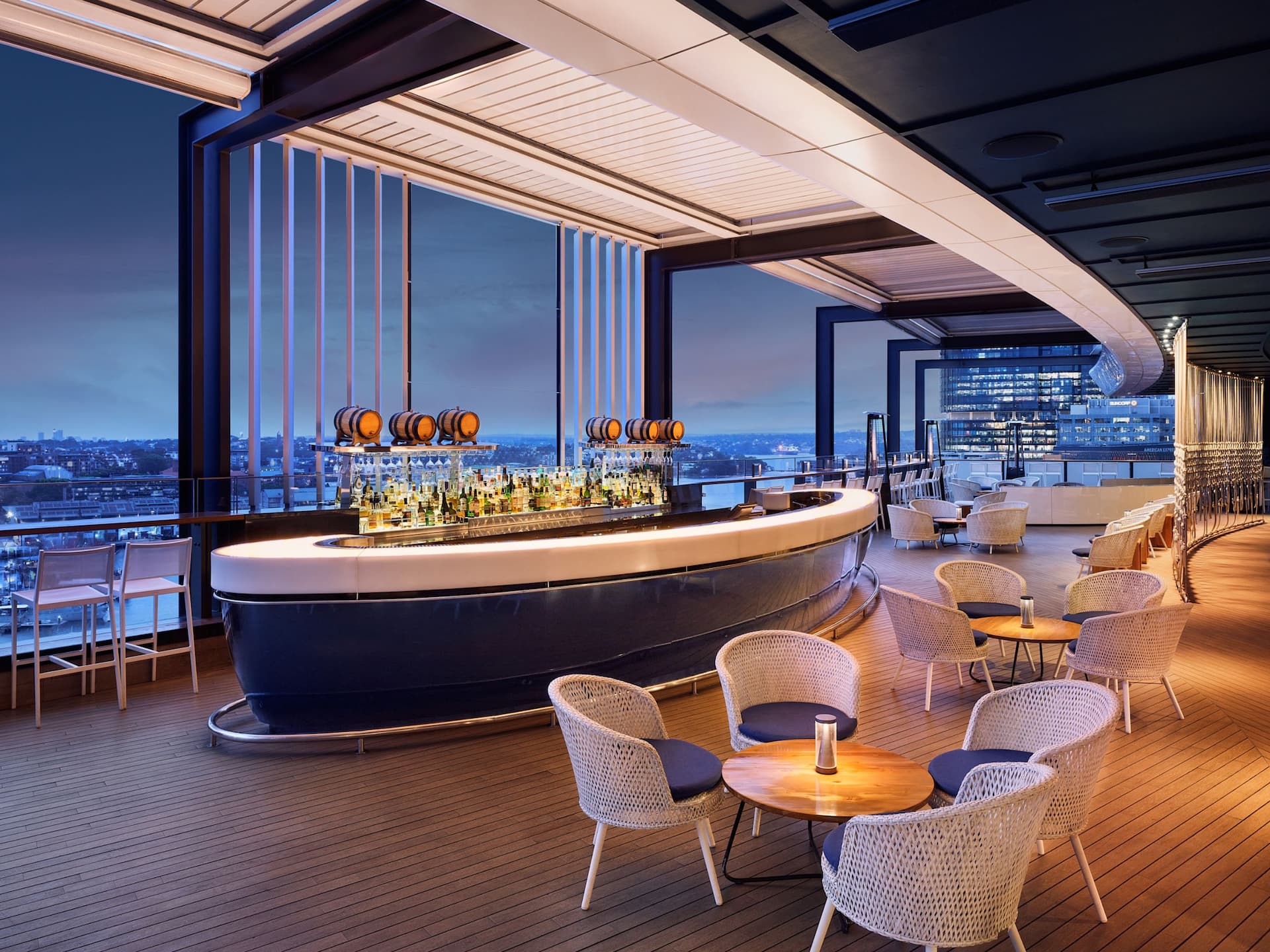 Hyatt Regency Sydney Zephyr Bar Dusk With Furniture