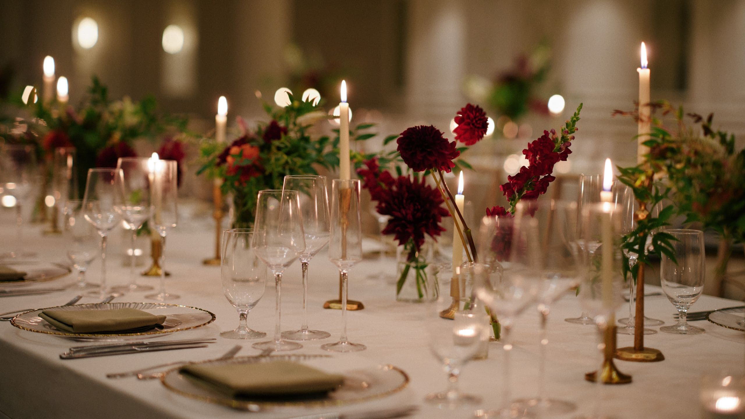 3 of 5 The Bellevue Hotel Grand Ballroom Long Table Close View