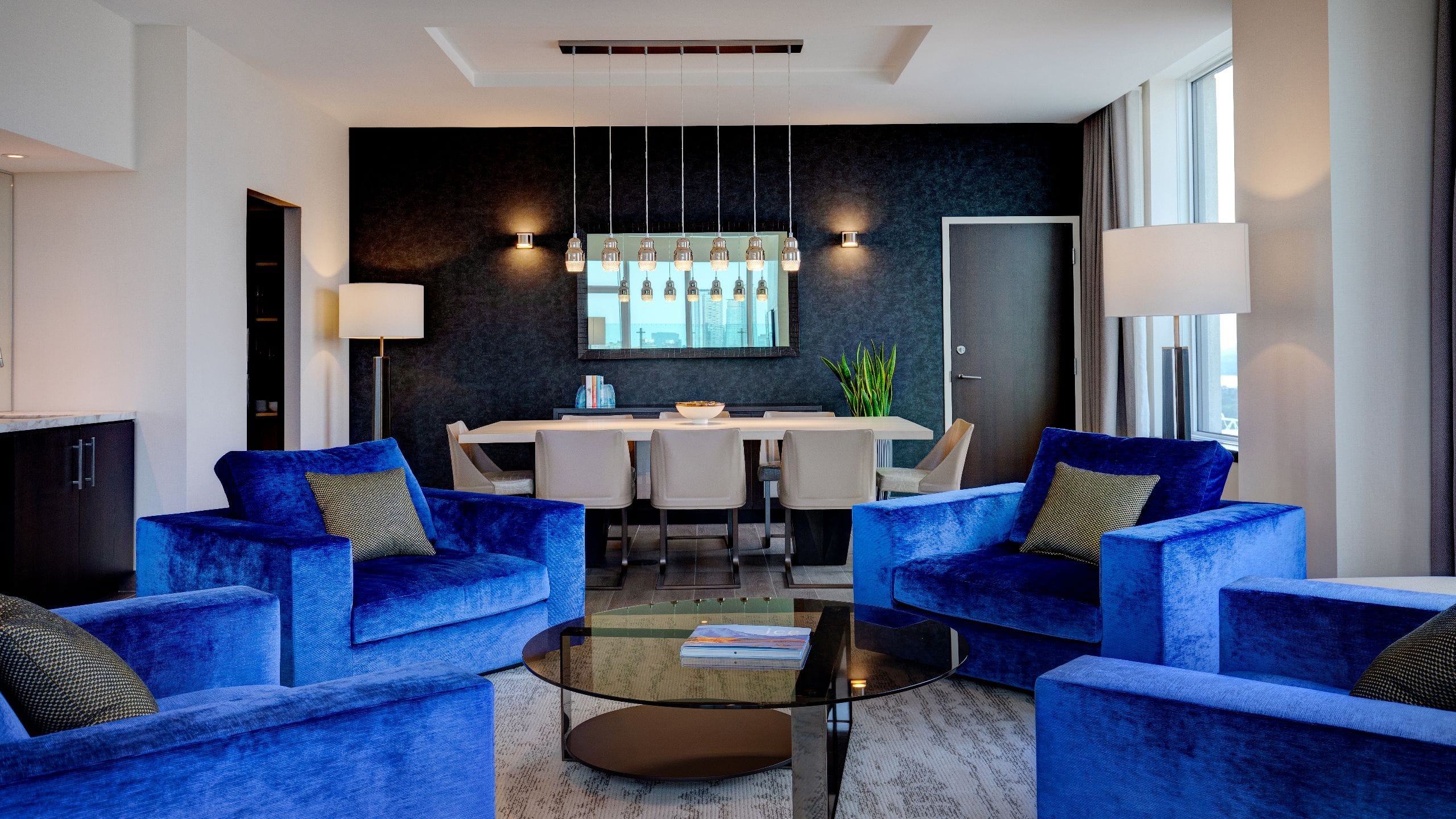 Hotel X Toronto Penthouse Living Room Blue Seating