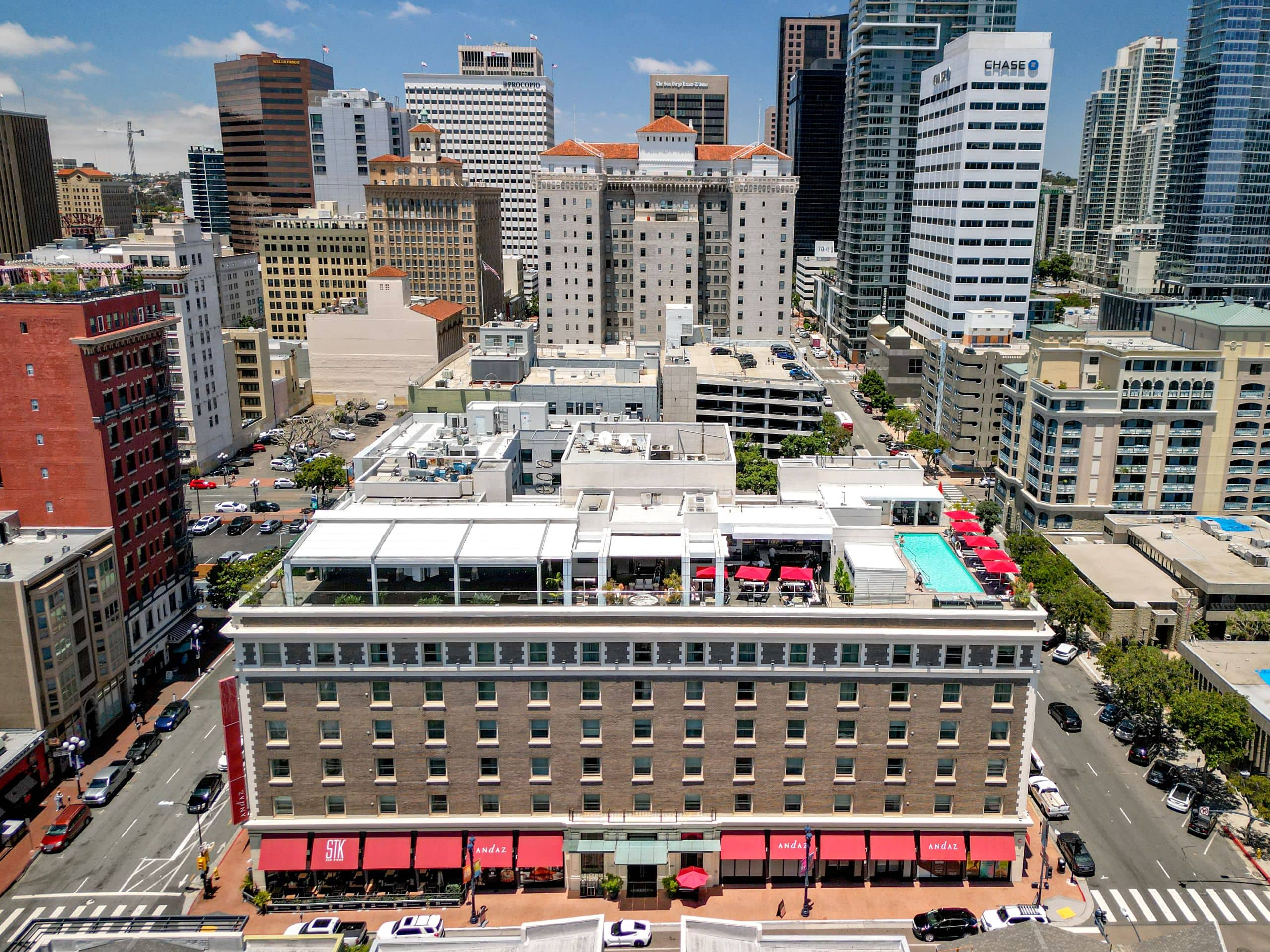 Andaz San Diego Aerial Rooftop and Entry