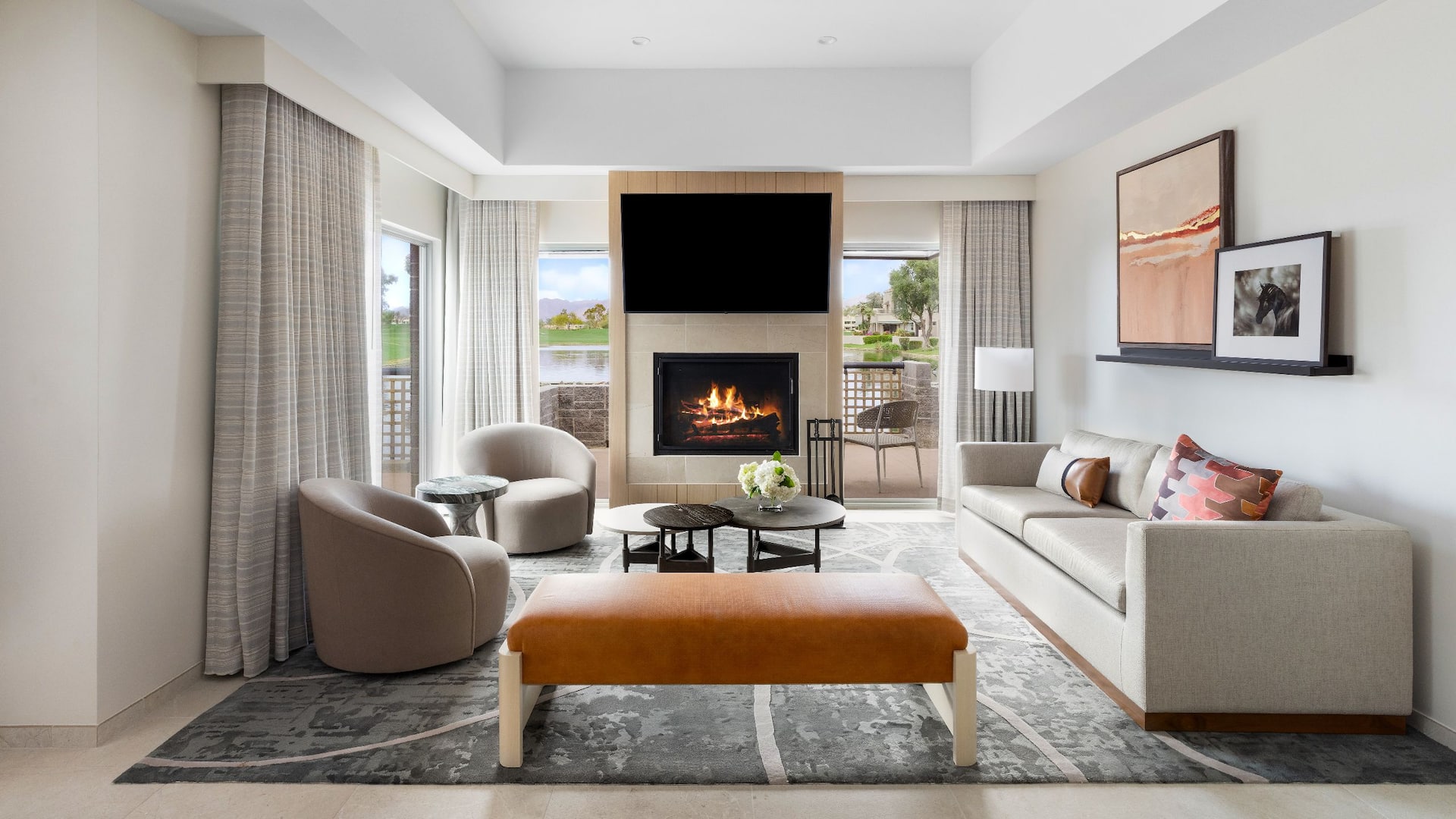Grand Hyatt Scottsdale Resort Casita Living Room Fireplace