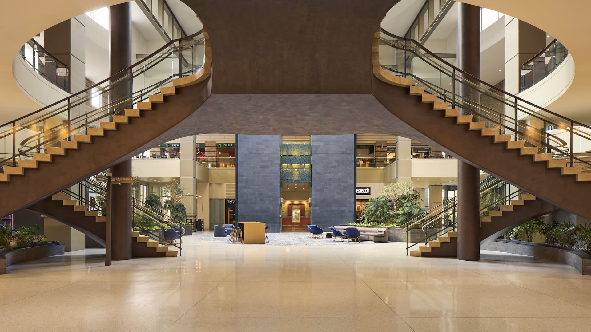 Hyatt Regency Bellevue on Seattle's Eastside Wintergarden Atrium Under Grand Staircase