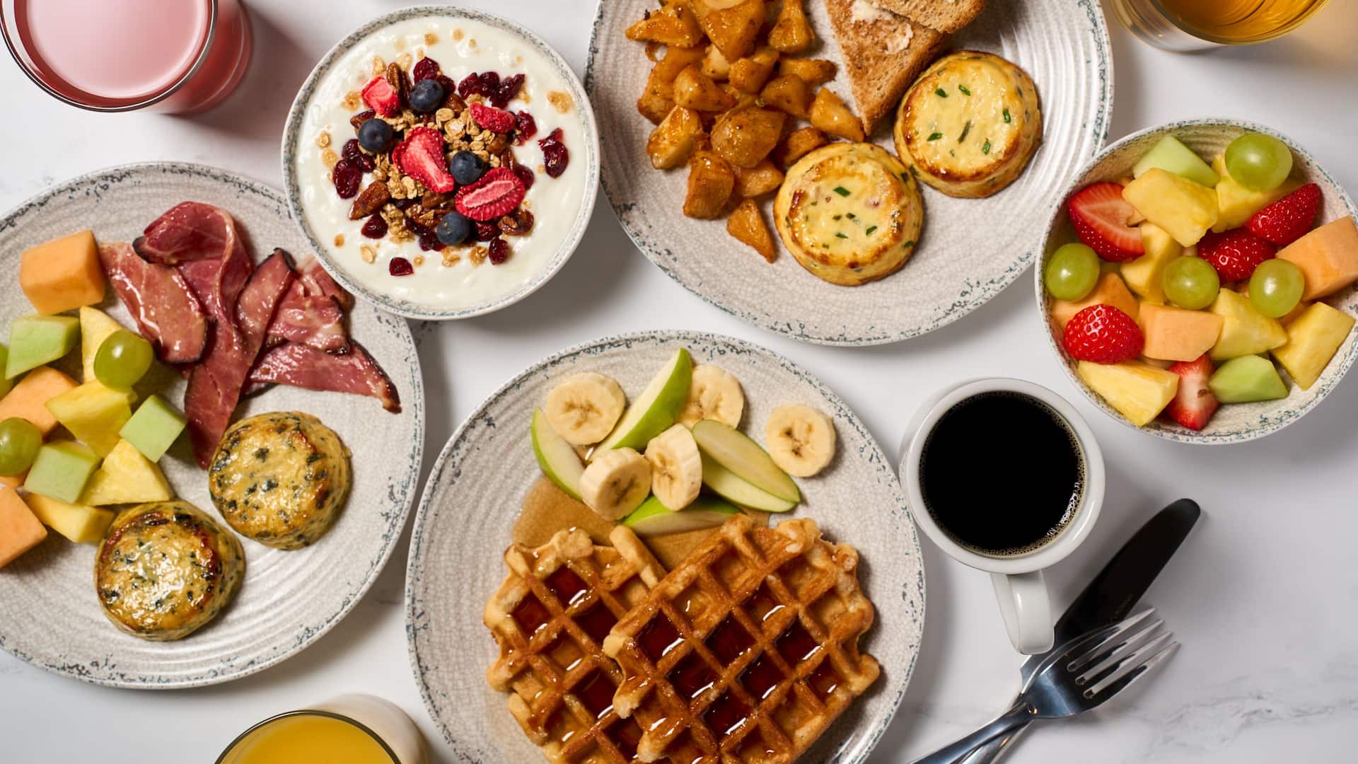 1 of 1 Hyatt Place HP_P0592 Breakfast Waffle With Fruit And Coffee Spread