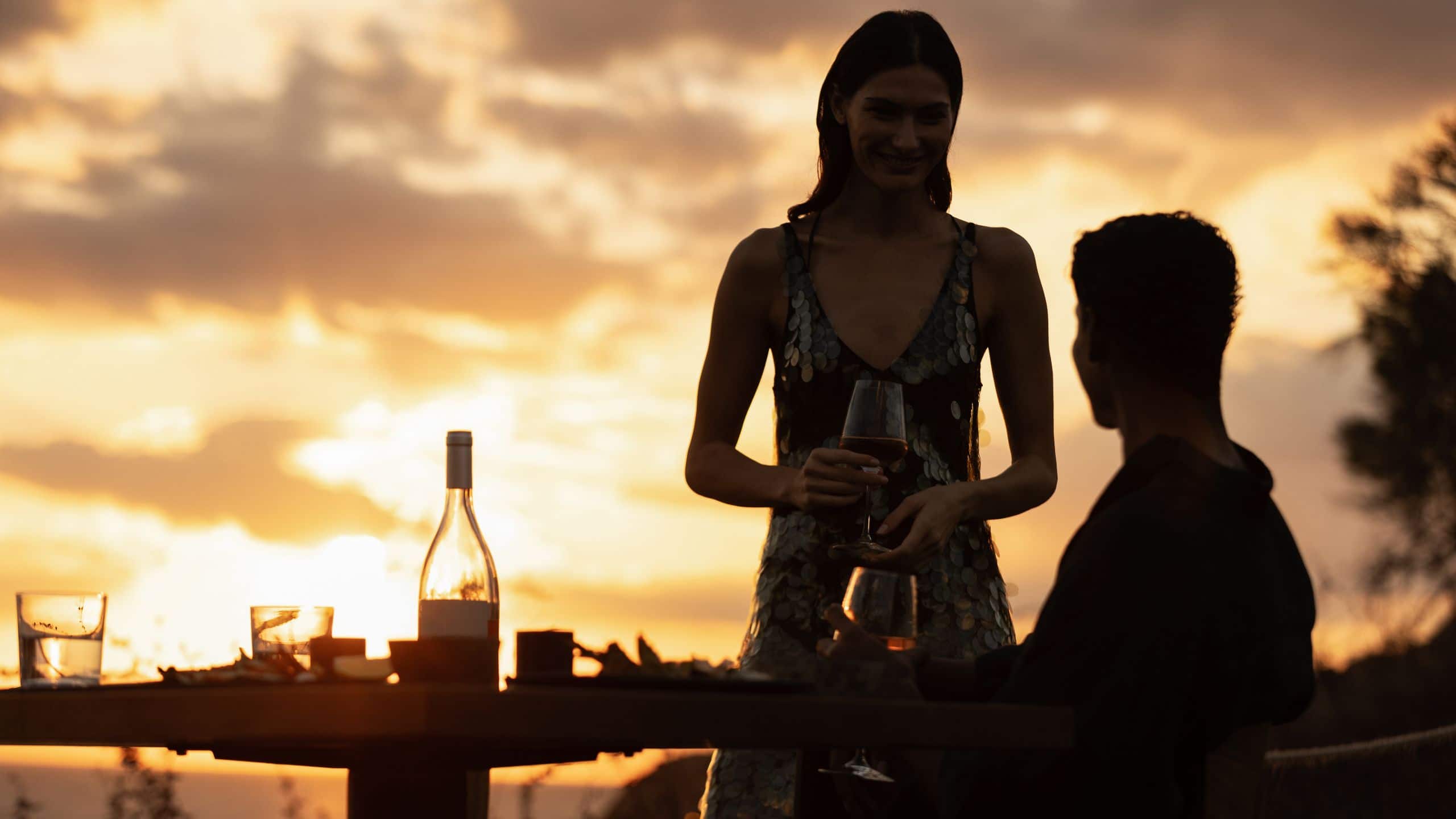 Zelia Halkidiki Shizen Outdoor Couple At Sunset With Table