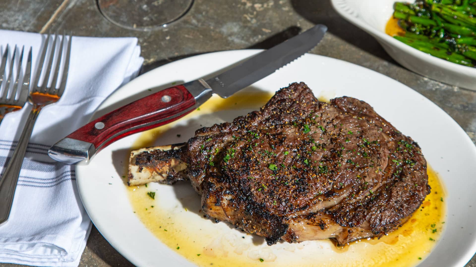 Hyatt Regency New Orleans Cowboy Steak With Sides Vertical