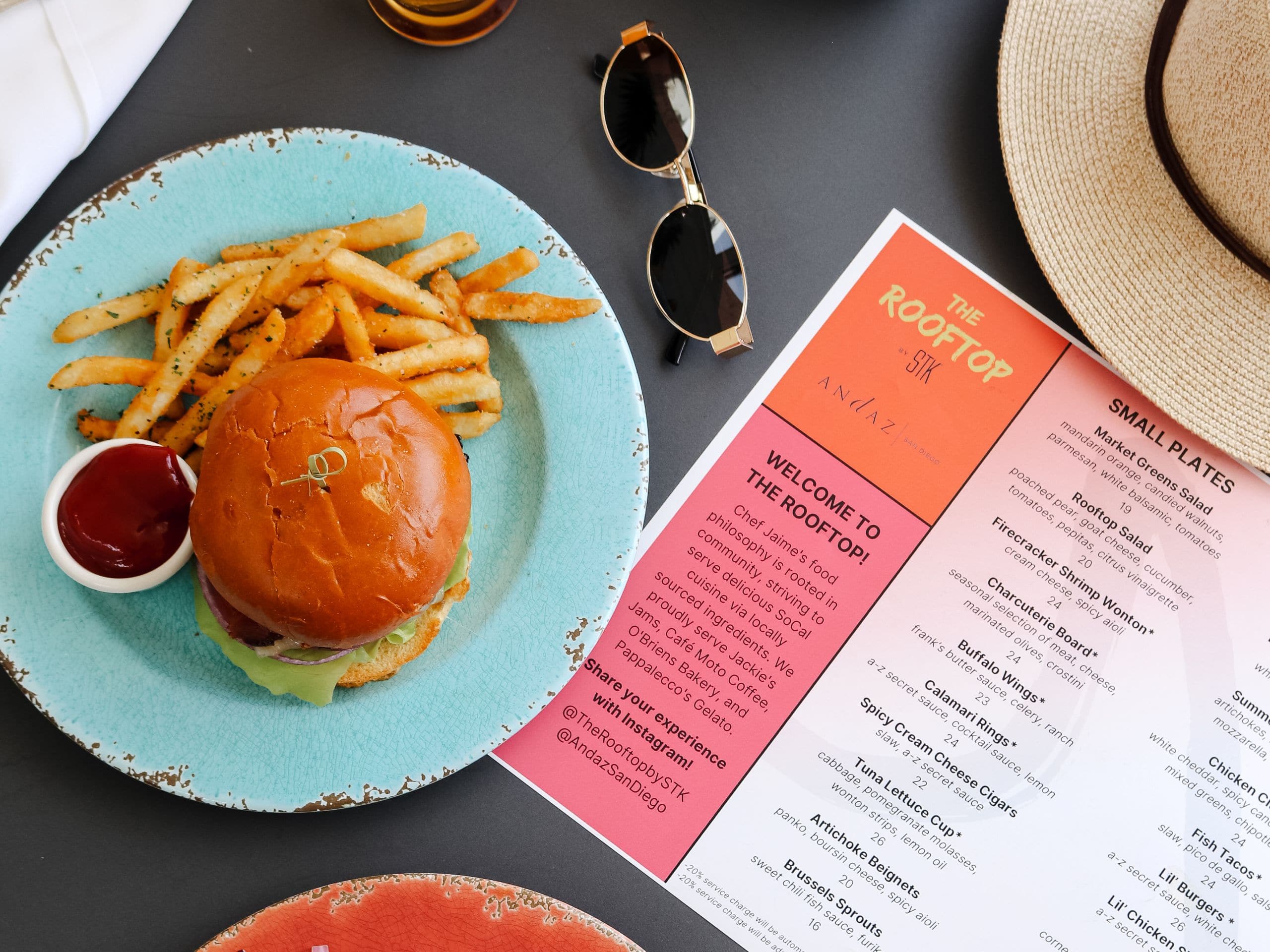 Andaz San Diego Rooftop Lunch Burger and Tacos