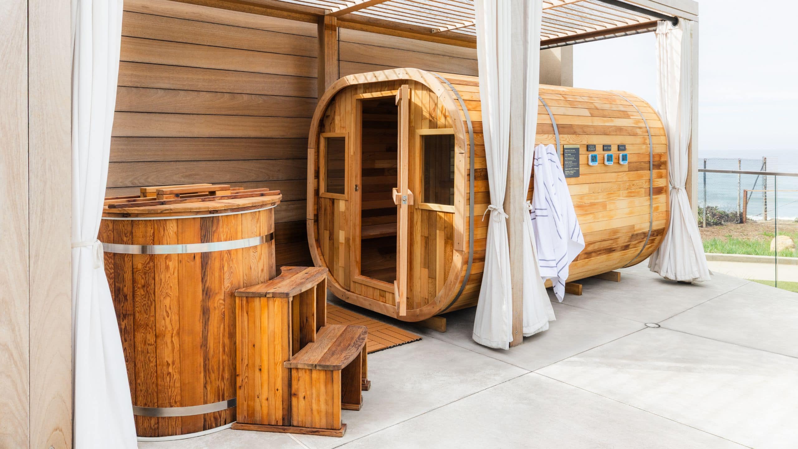 Alila Marea Beach Resort Encinitas Sauna And Cold Plunge Mid Distance With Towels