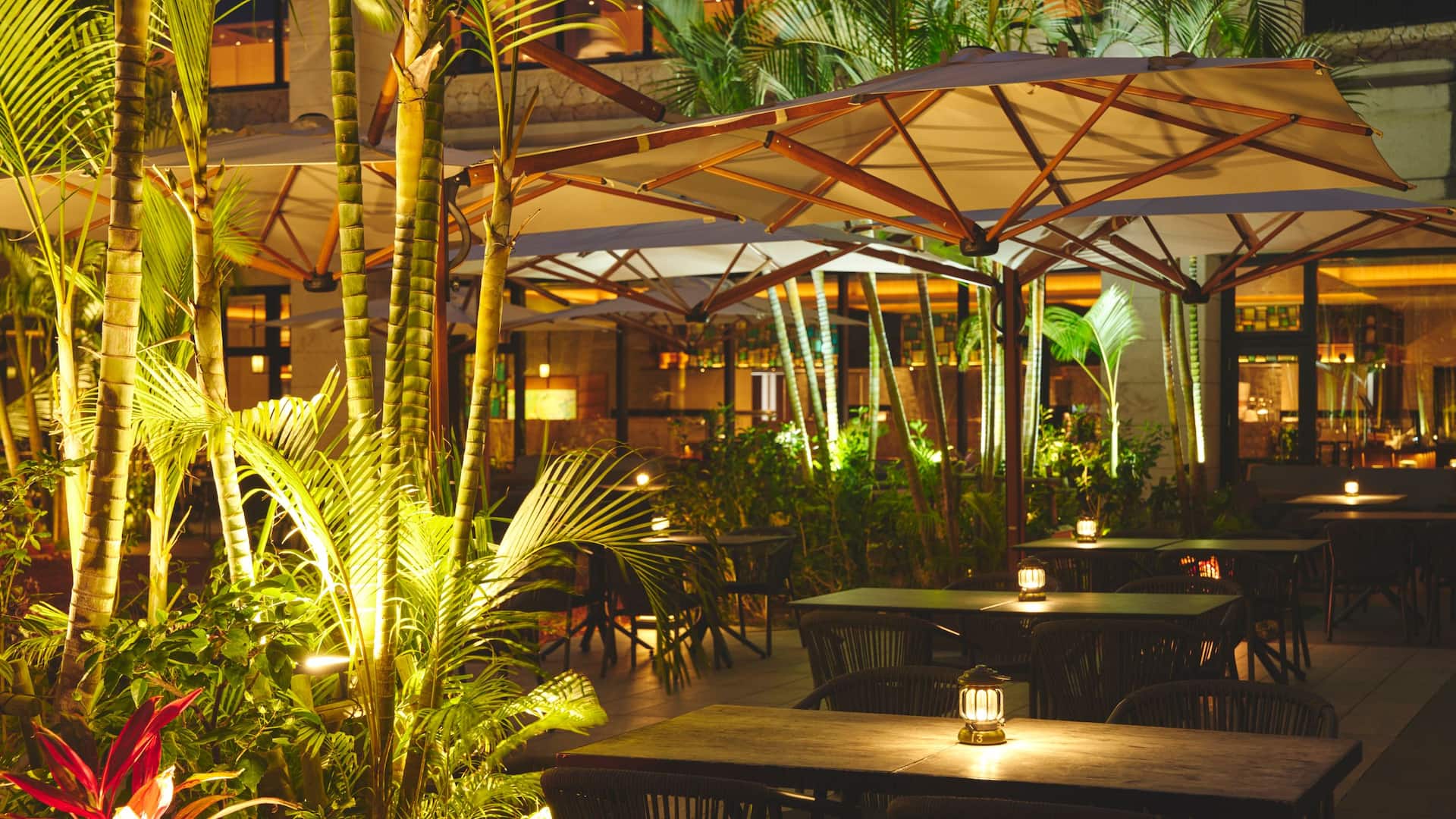 Hyatt Regency Seragaki Island, Okinawa Lobby Garden Lights At Night