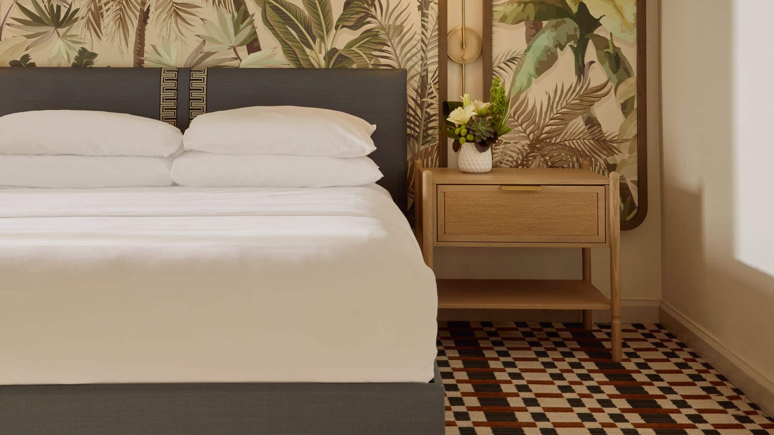 1 of 2 Hyatt Centric Delfina Santa Monica King Bed Close Up Flowers