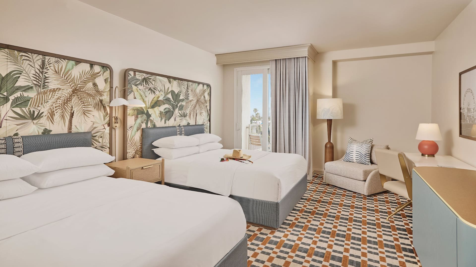 1 of 3 Hyatt Centric Delfina Santa Monica Two Queen Beds Lifestyle Hat