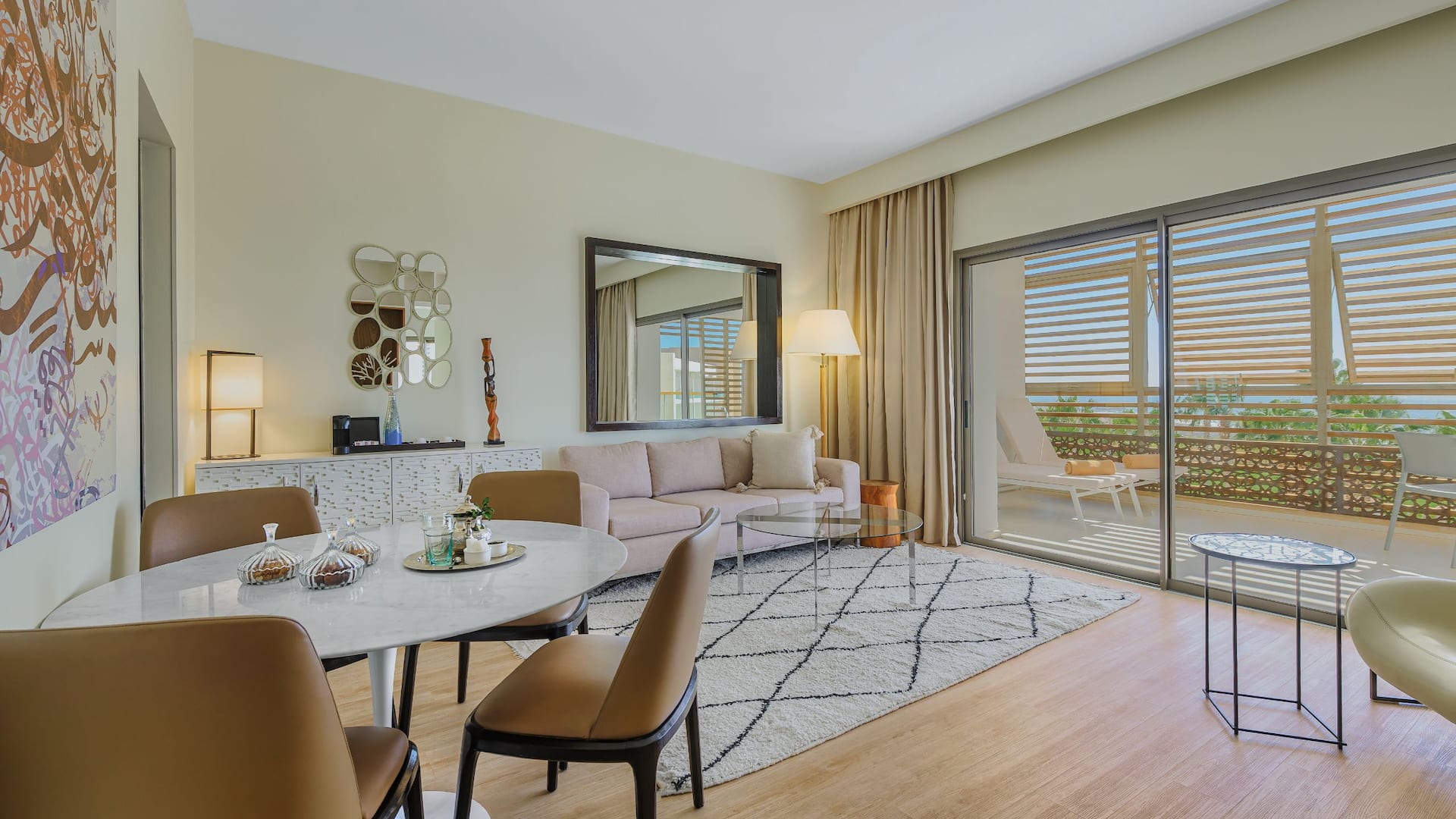 Hyatt Place Taghazout Bay Living Room With Dining Room