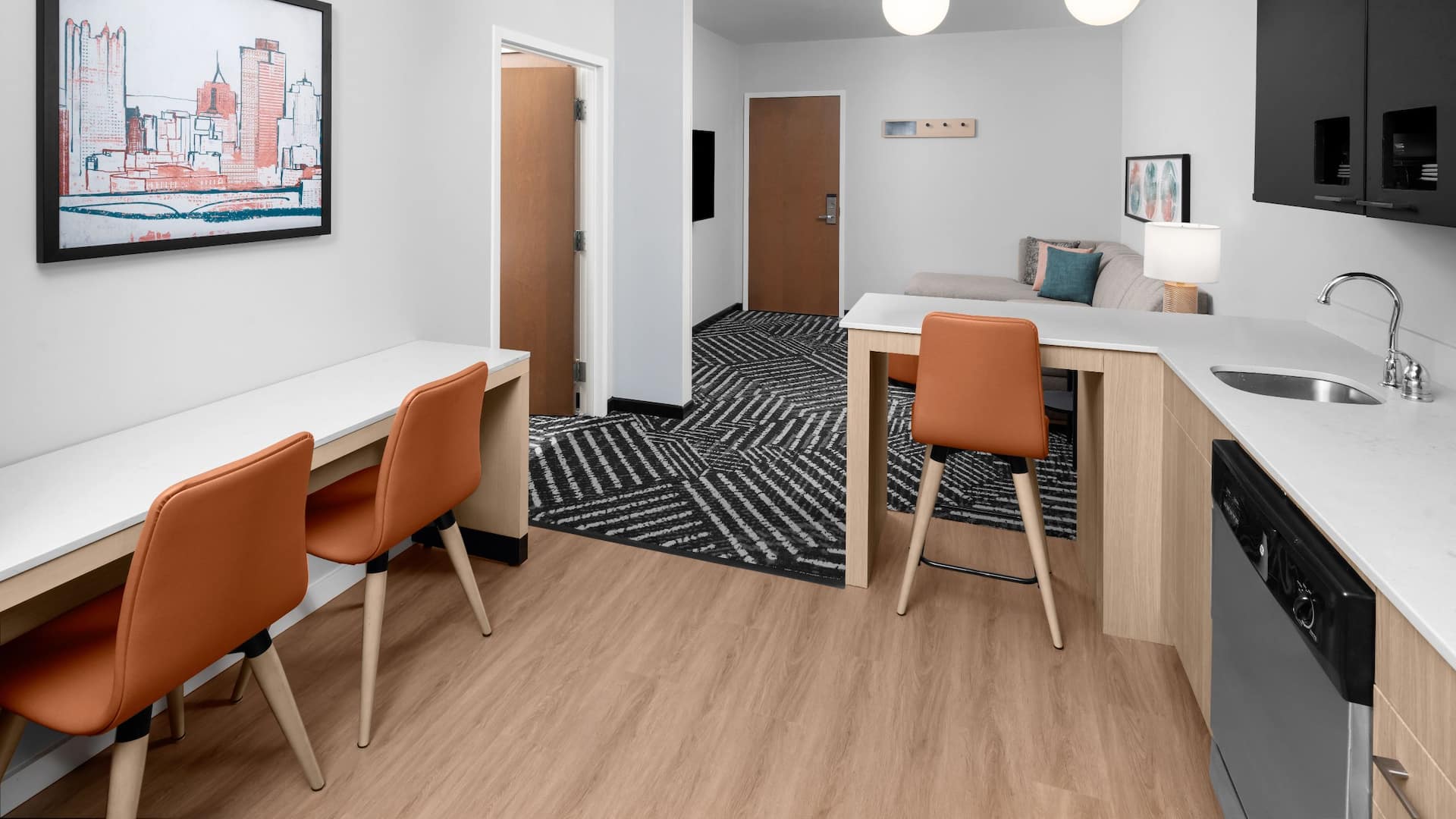 Hyatt House Pittsburgh-South Side One Bedroom King Suite From Window Kitchen
