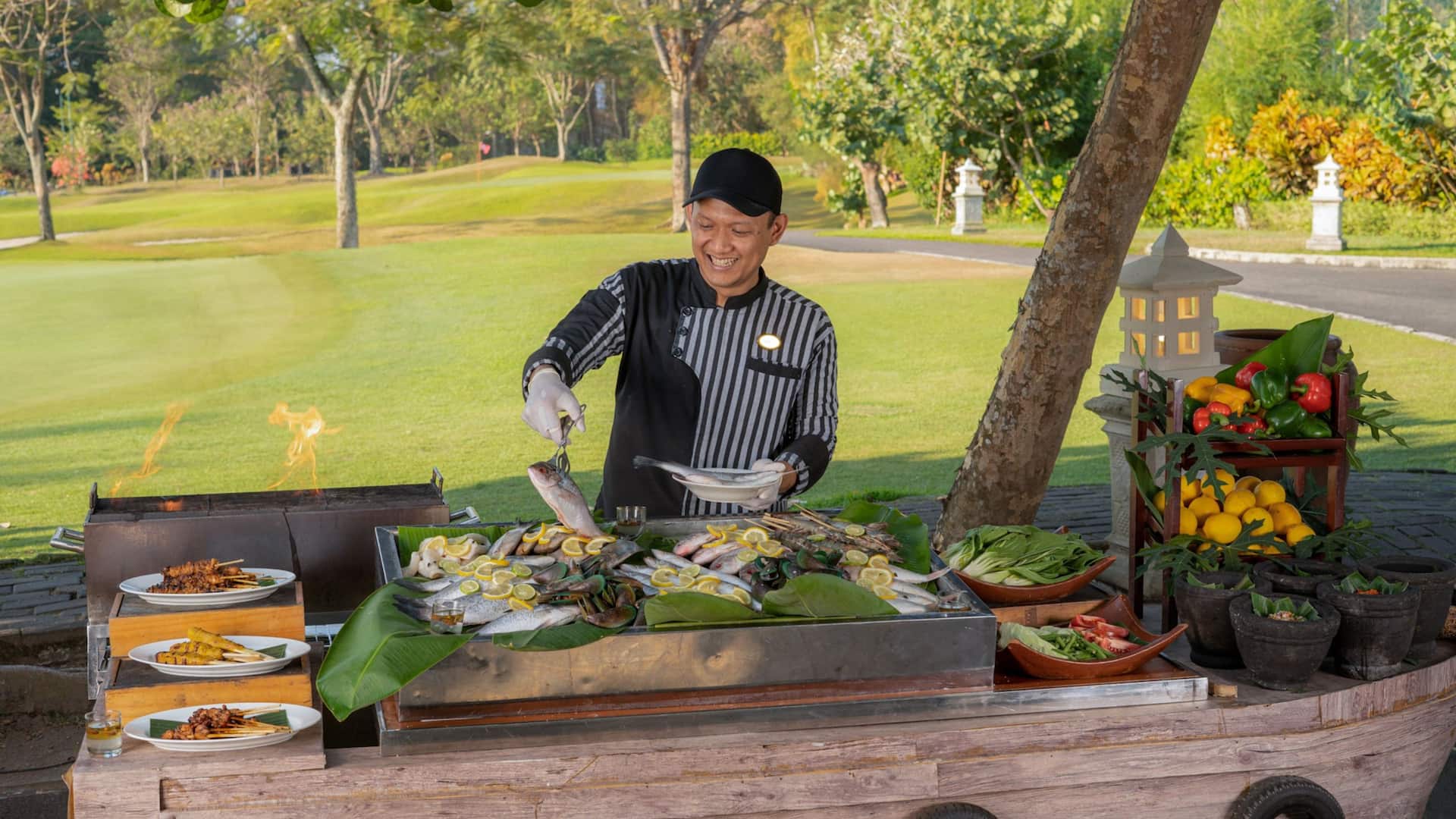 Hyatt Regency Yogyakarta Chef Preparing Bbq