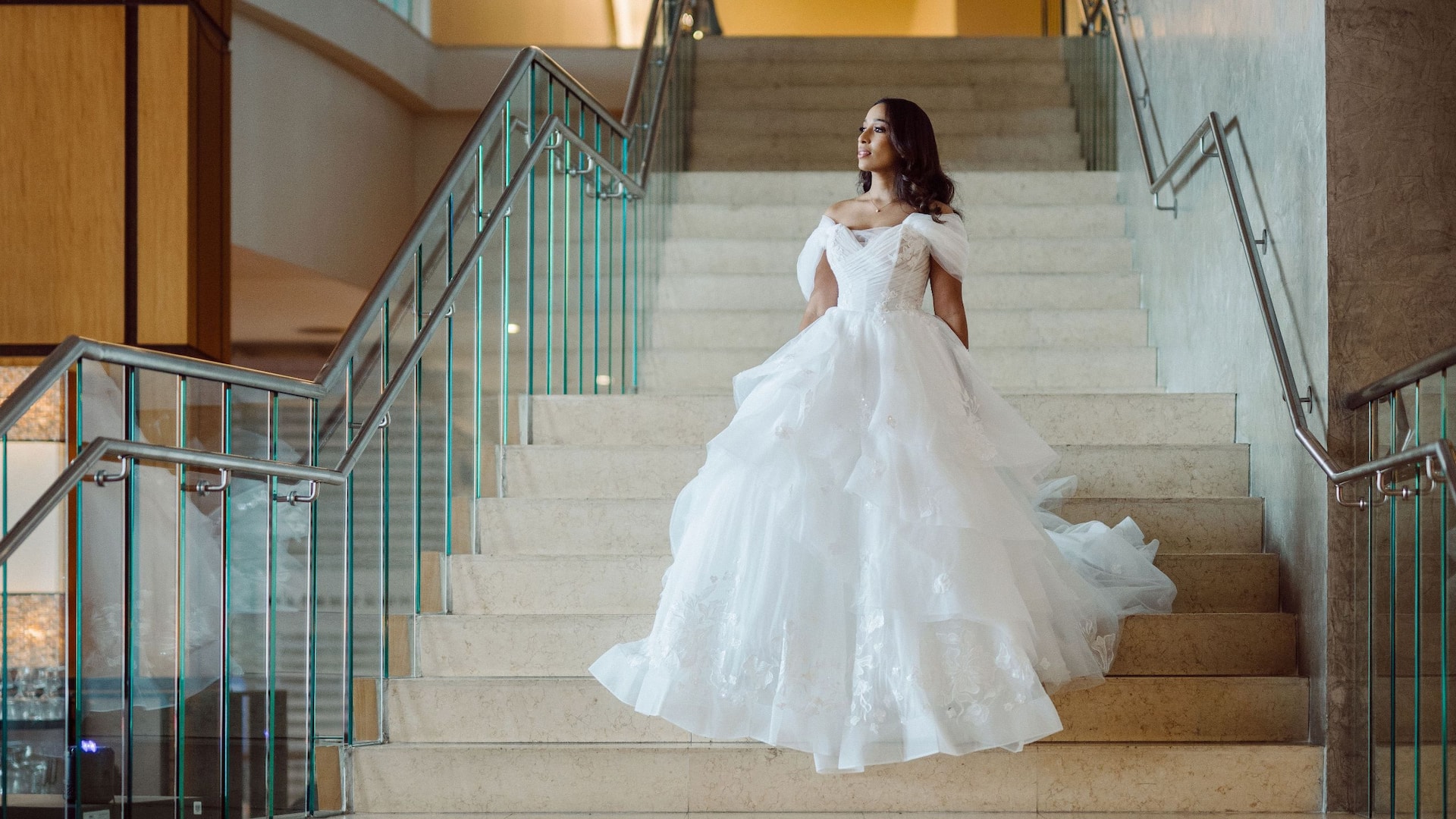 Hyatt Regency Trinidad Bride On Lobby Staircase
