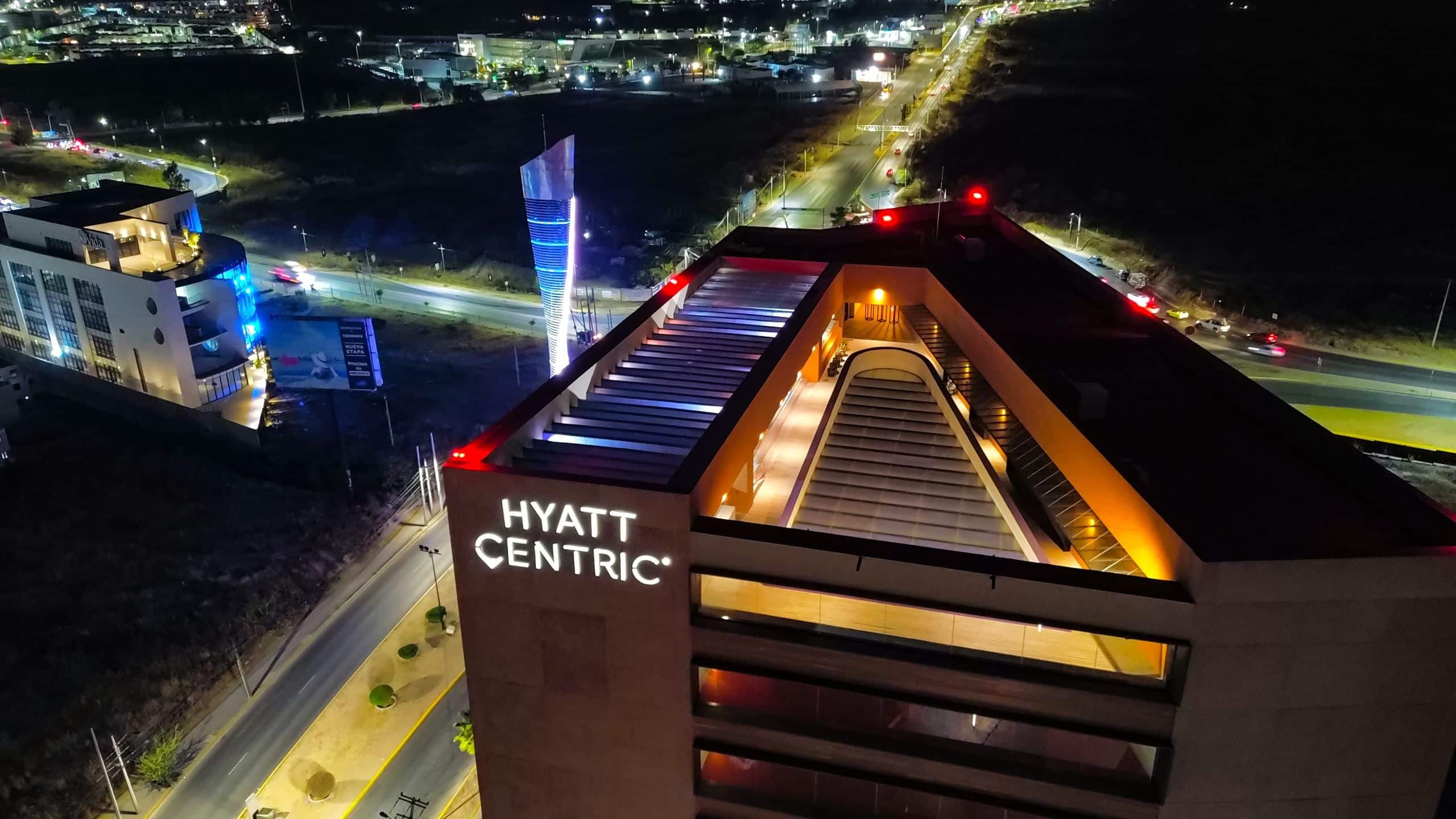 Hyatt Centric Campestre León Night Aerial View Of Rooftop