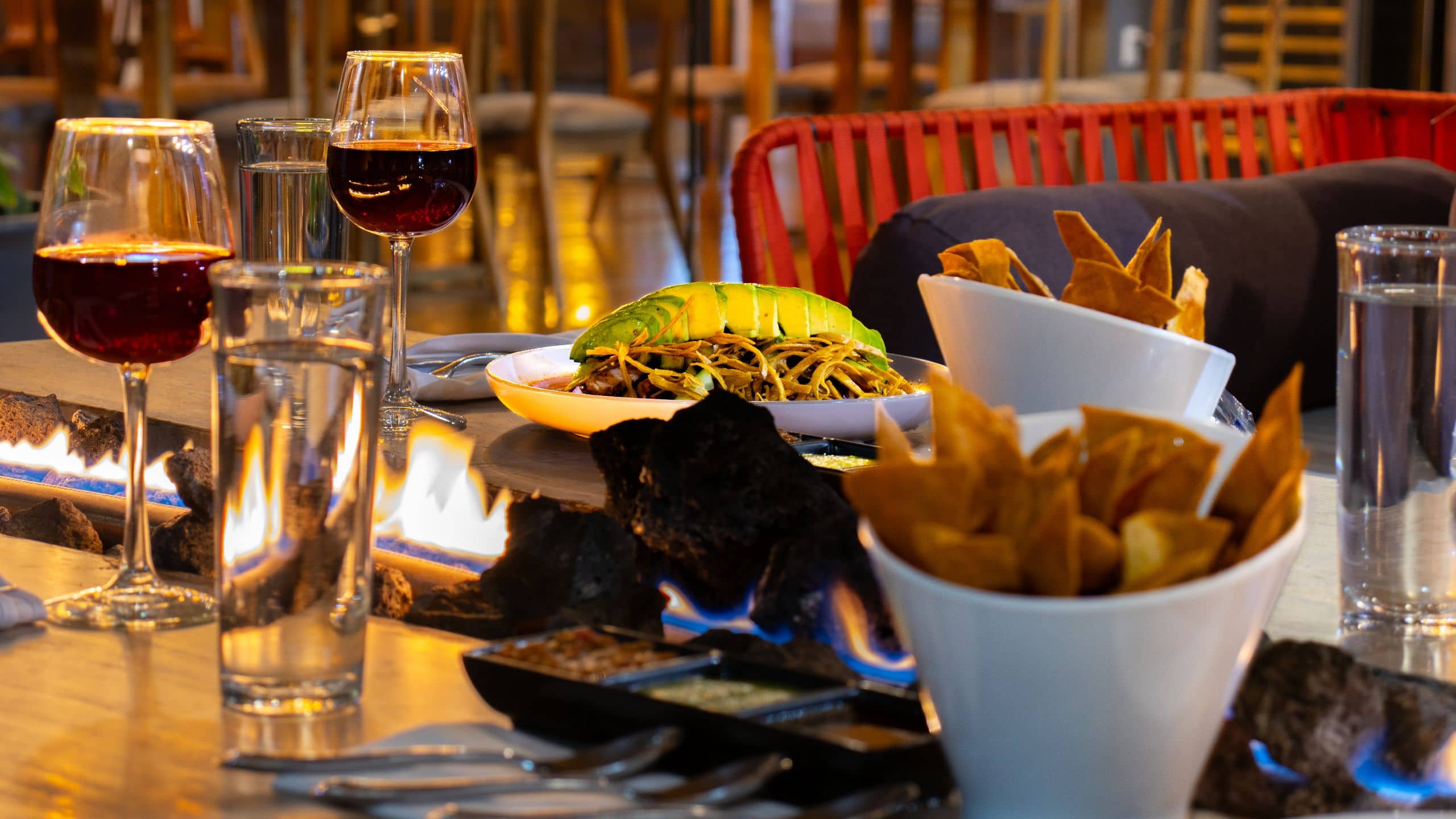 Hyatt Centric Campestre León Cien Tios Table Setup With Red Wine