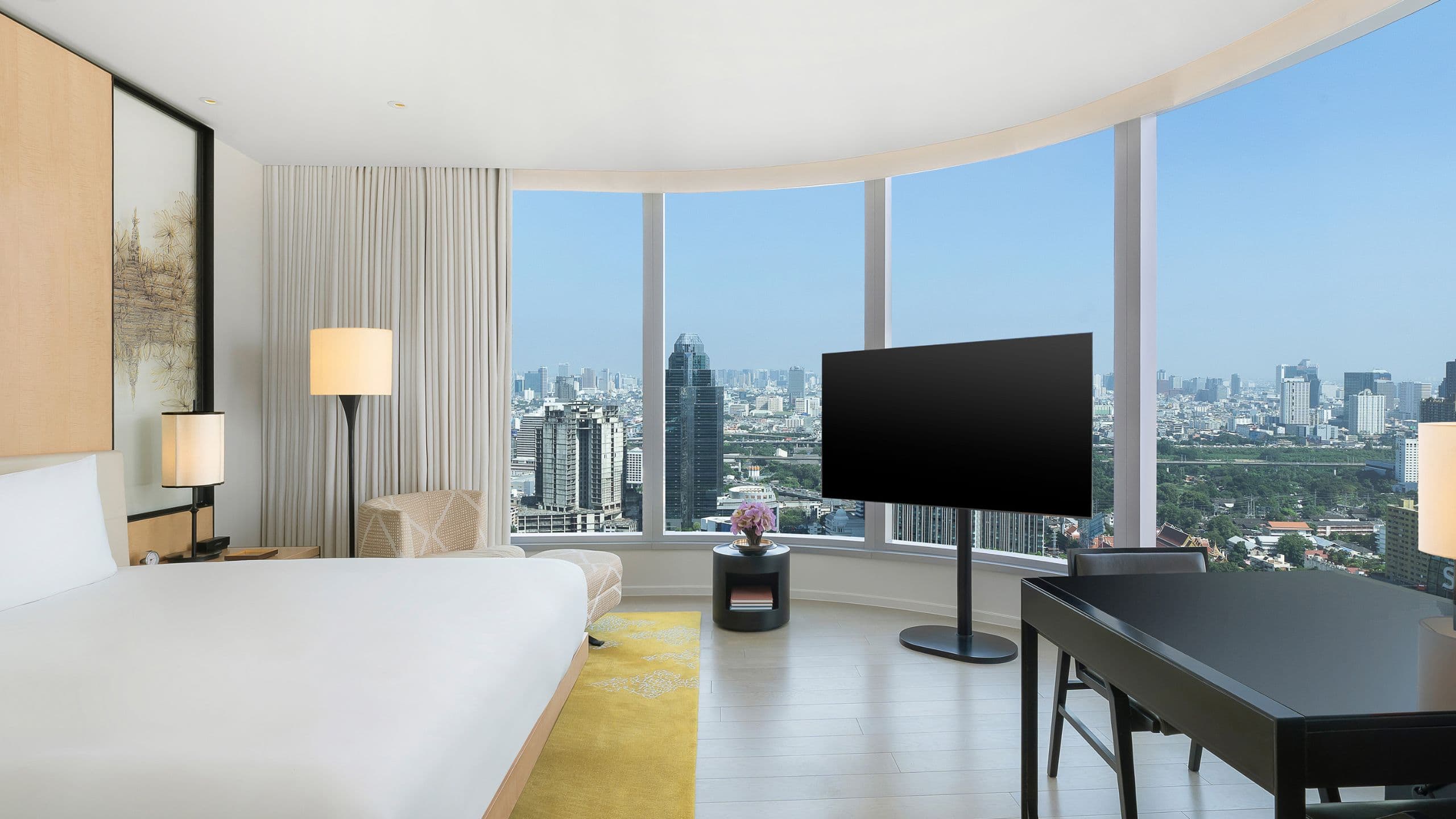 Park Hyatt Bangkok King Deluxe Bedroom Long Shot With View