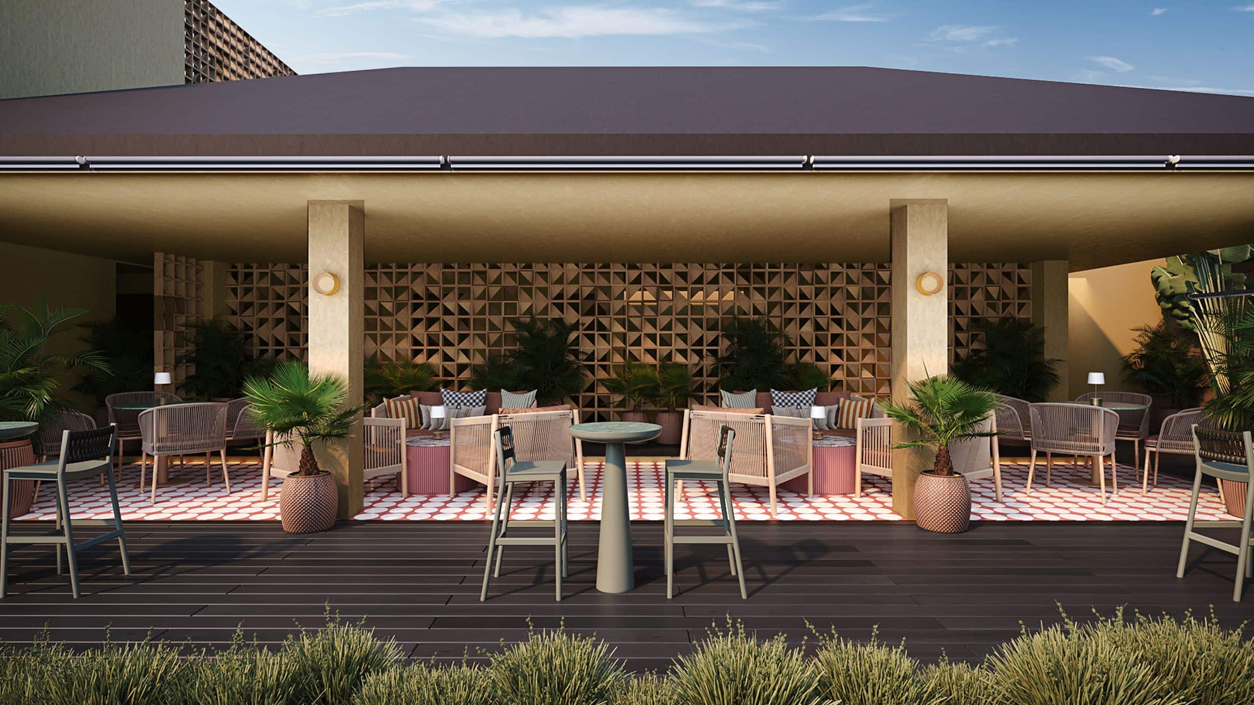 Studios at Alila Seminyak Rooftop Bar Bricks Seating Area