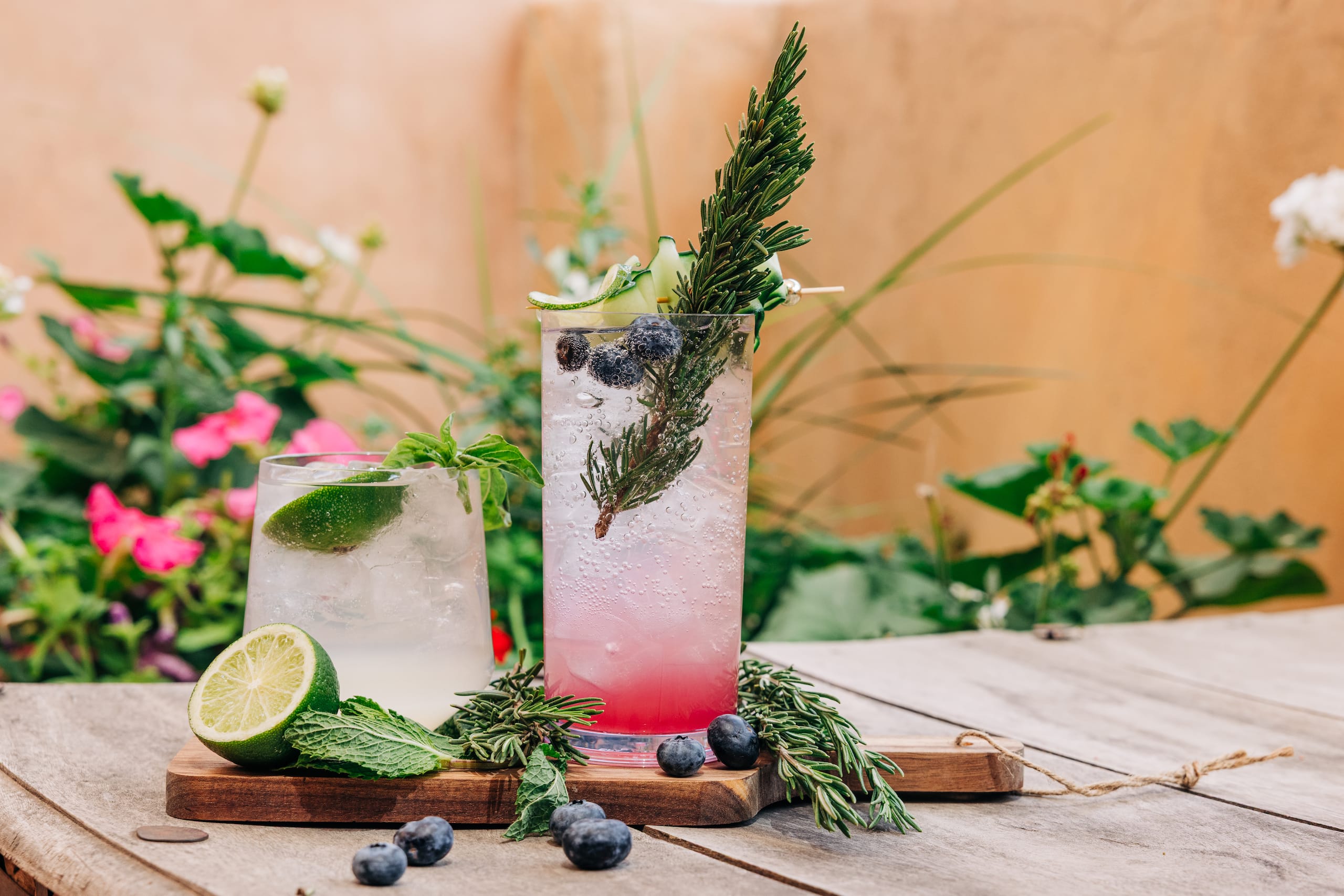 Royal Palms Resort and Spa Cucumber Basil Gimlet And Rosemary Blueberry Lemon