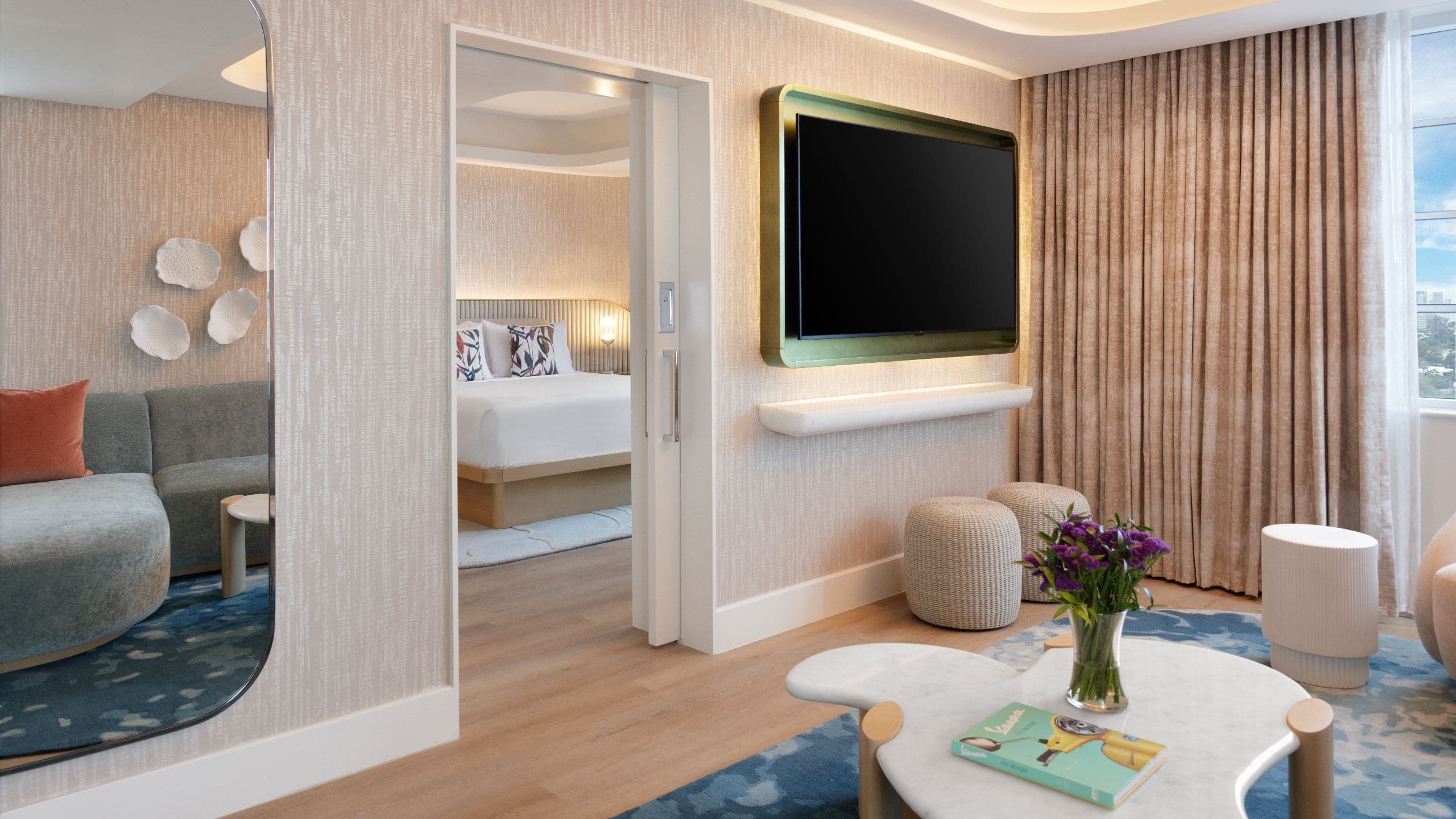 Andaz Miami Beach Crown Suite Living Room And Bedroom
