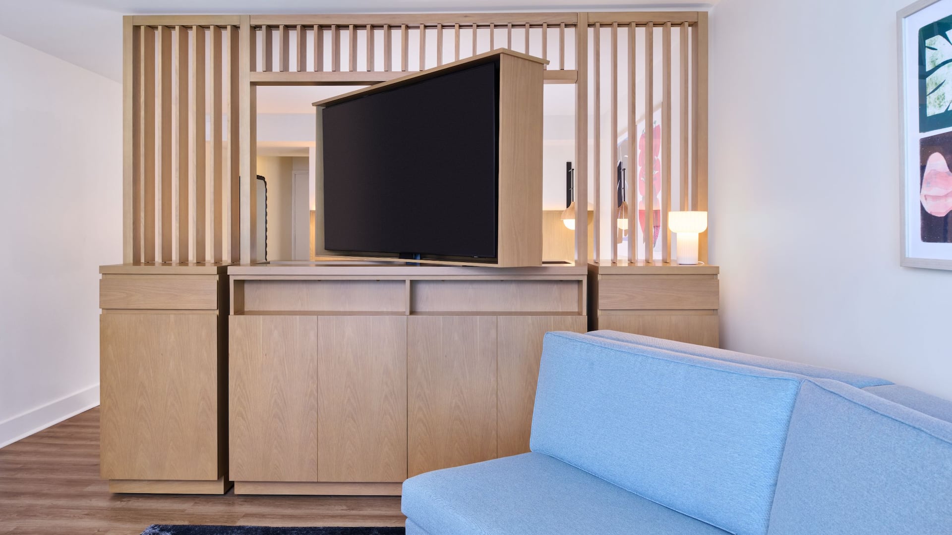 Hyatt Regency Waikiki Beach Resort and Spa King Bed Jr Suite Living Area Tv Turned