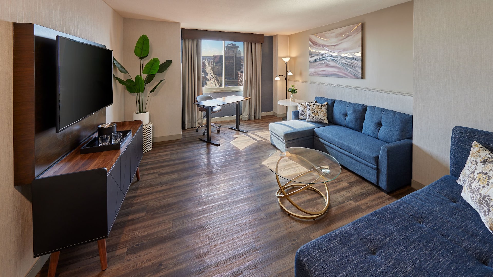 Hyatt Regency Rochester Deluxe Queen Suite Living Room Side View