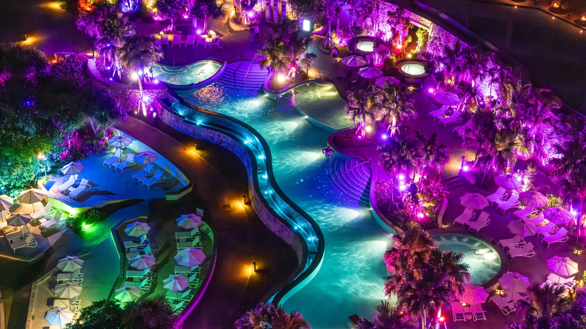 Hyatt Regency Seragaki Island, Okinawa Nightpool Drone Gusuku View
