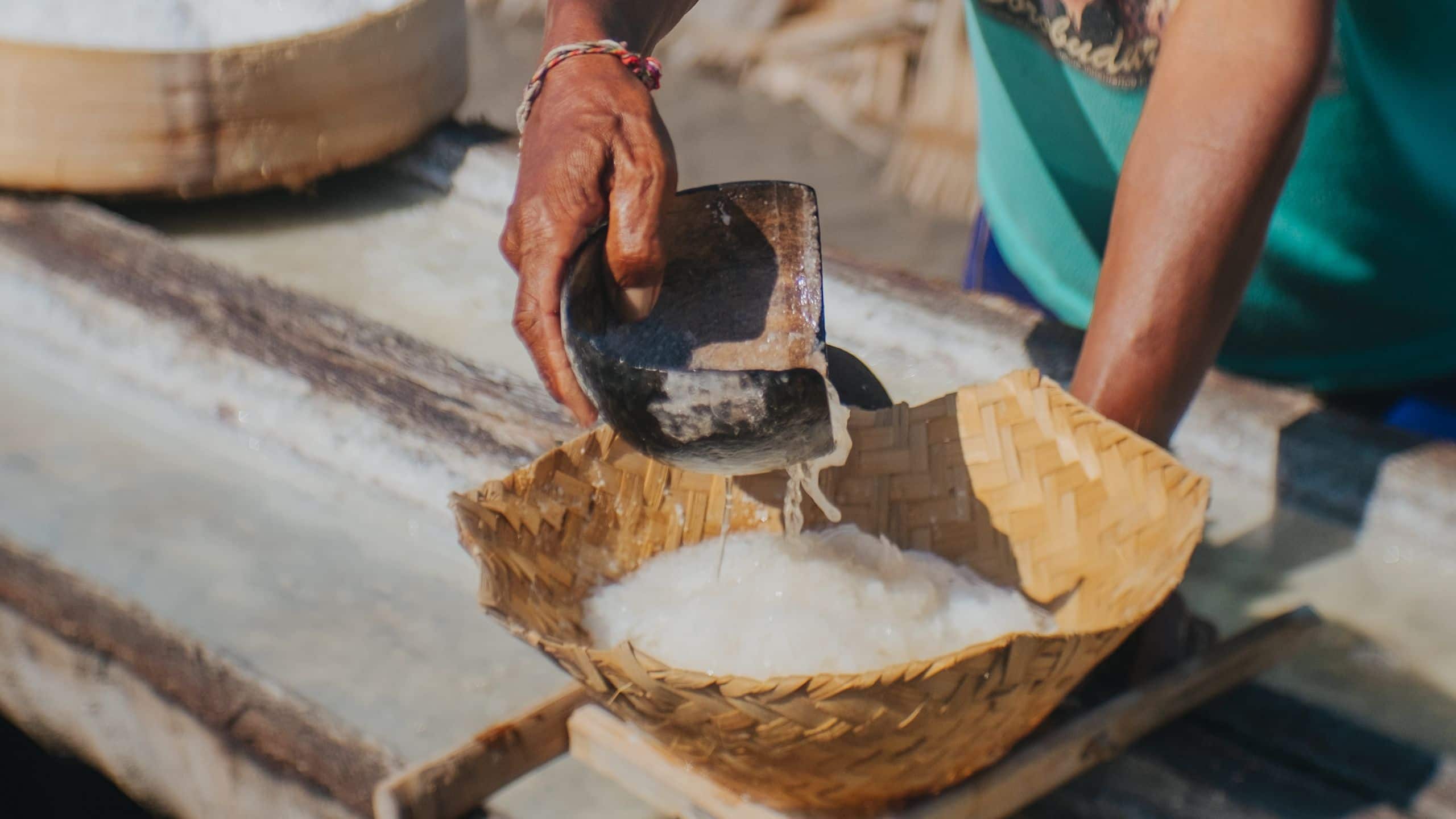 Alila Seminyak Salt Farmer Drying Salt