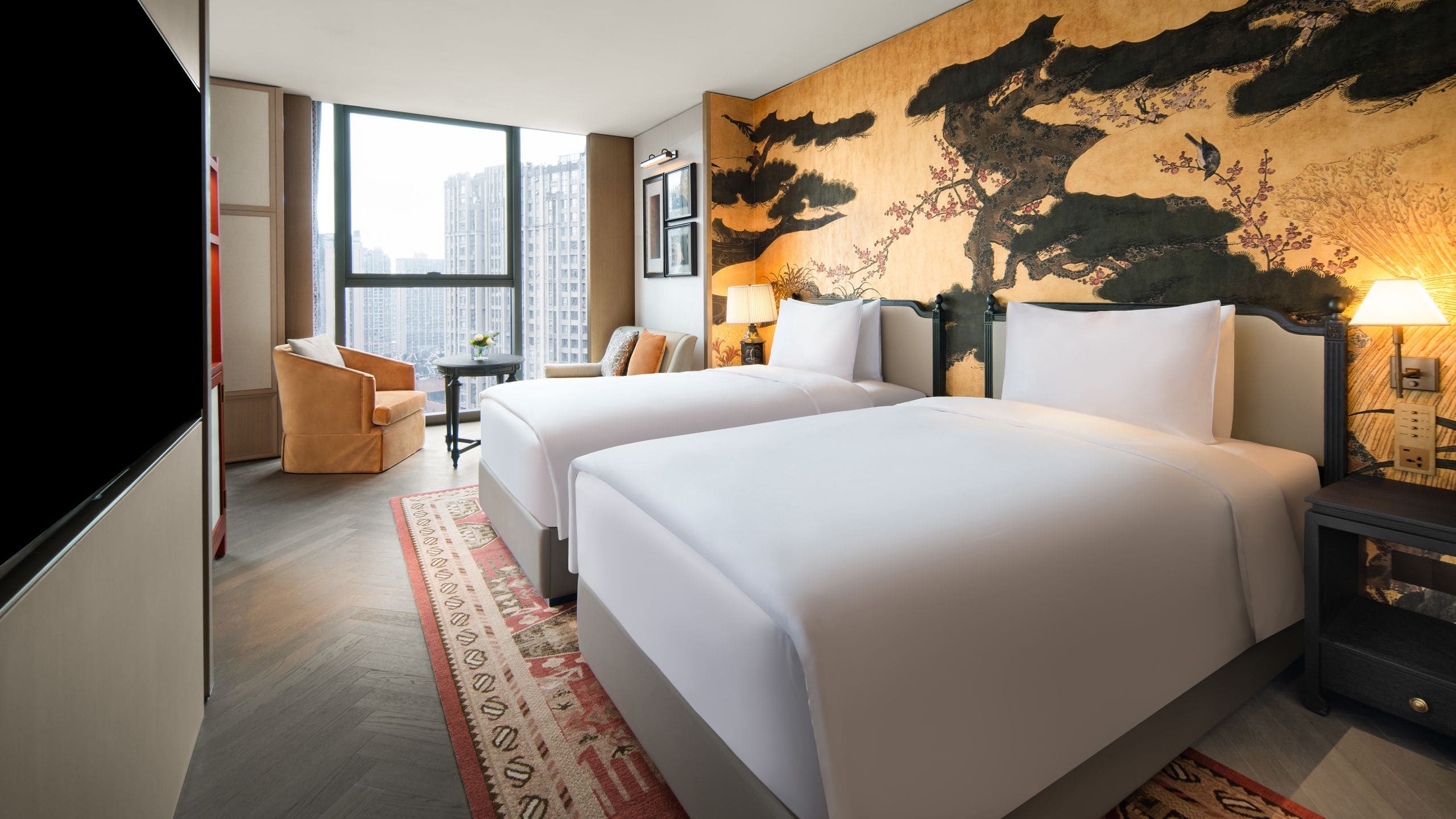 Mumian Chengdu Two Twin Beds City View