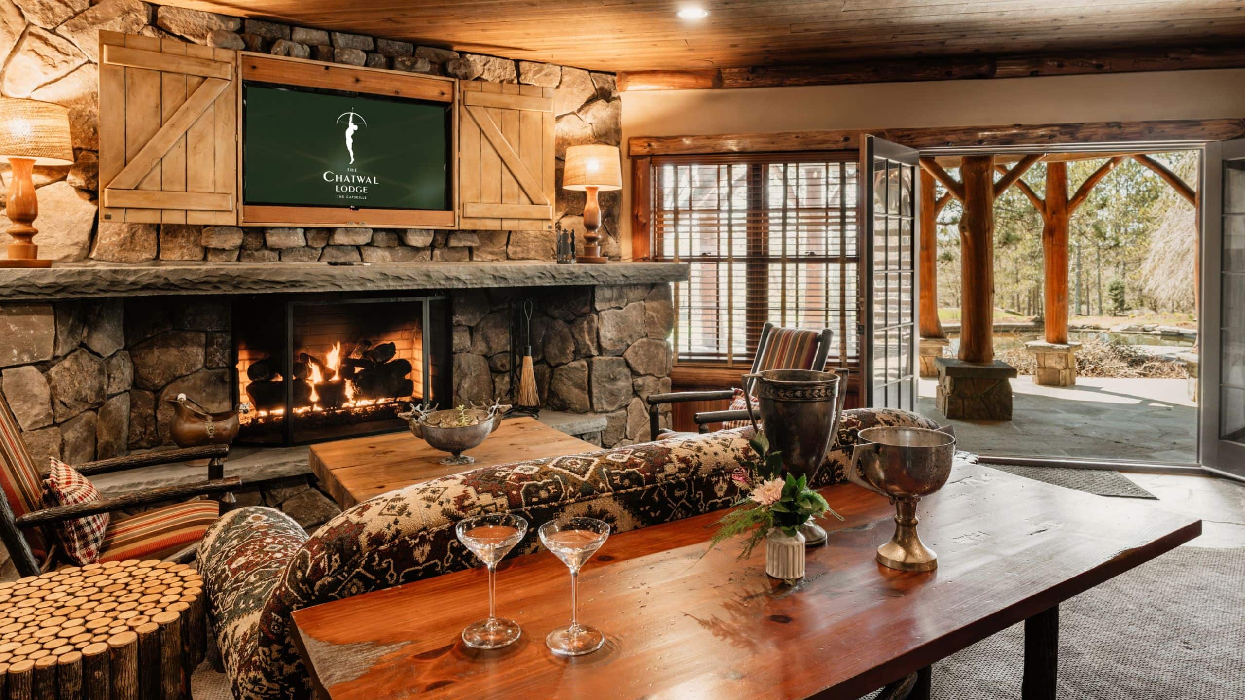 1 of 3 The Chatwal Lodge Lower Lodge Fireplace Seating