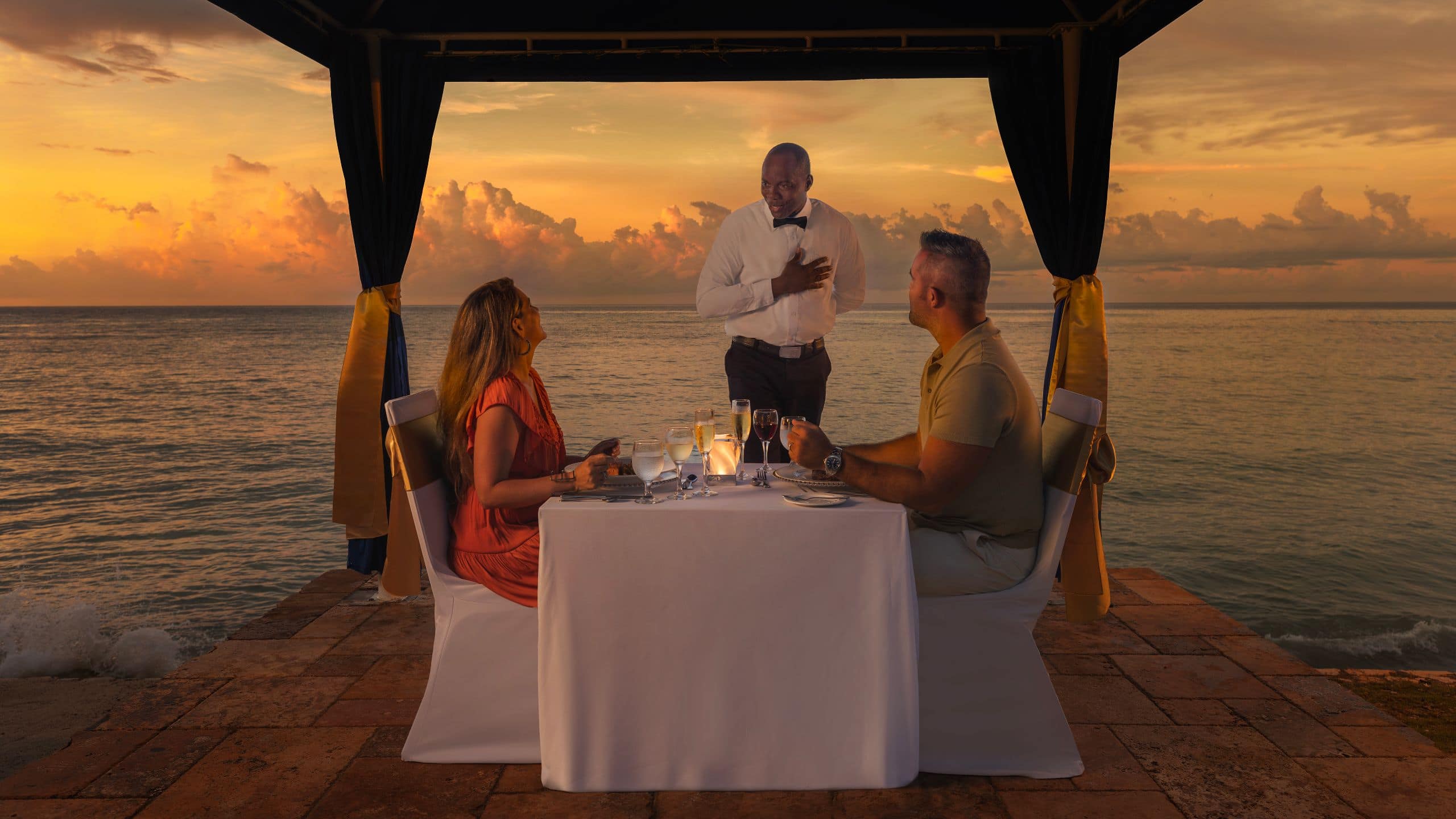 Dreams Rose Hall Romantic Sunset Dinner Couple
