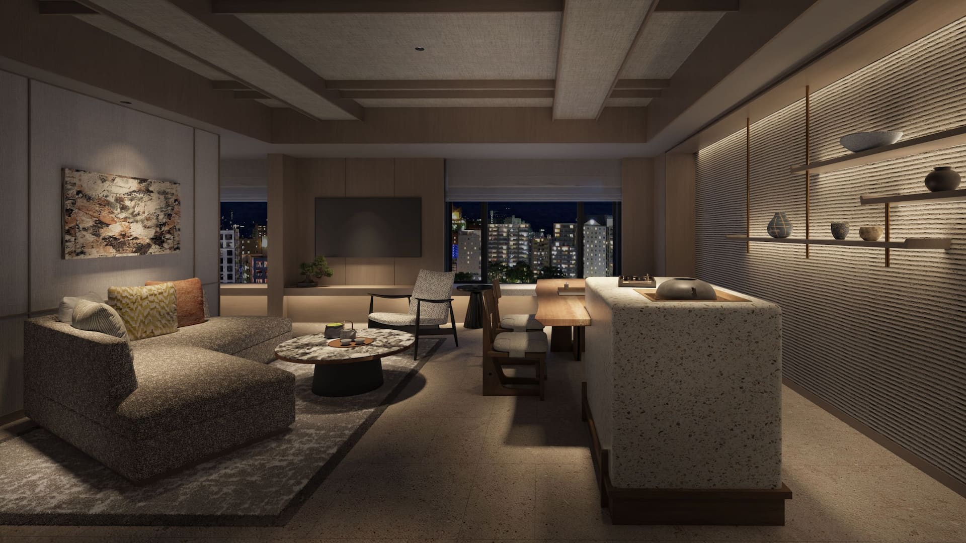 Grand Hyatt Fukuoka Hakata Suite King Livingroom Rendering