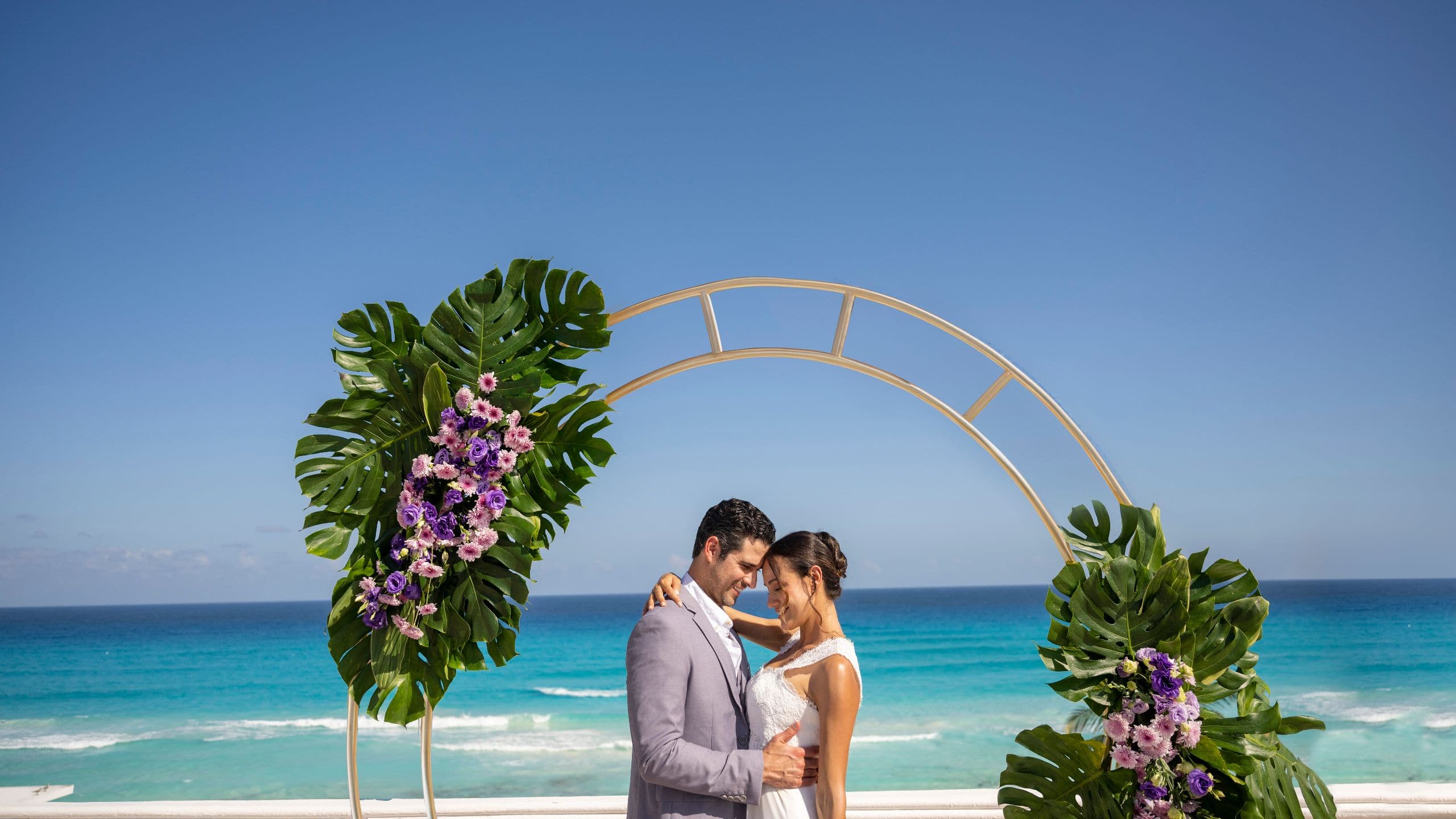 Sunscape Cancun Rooftop Terrace Wedding Couple