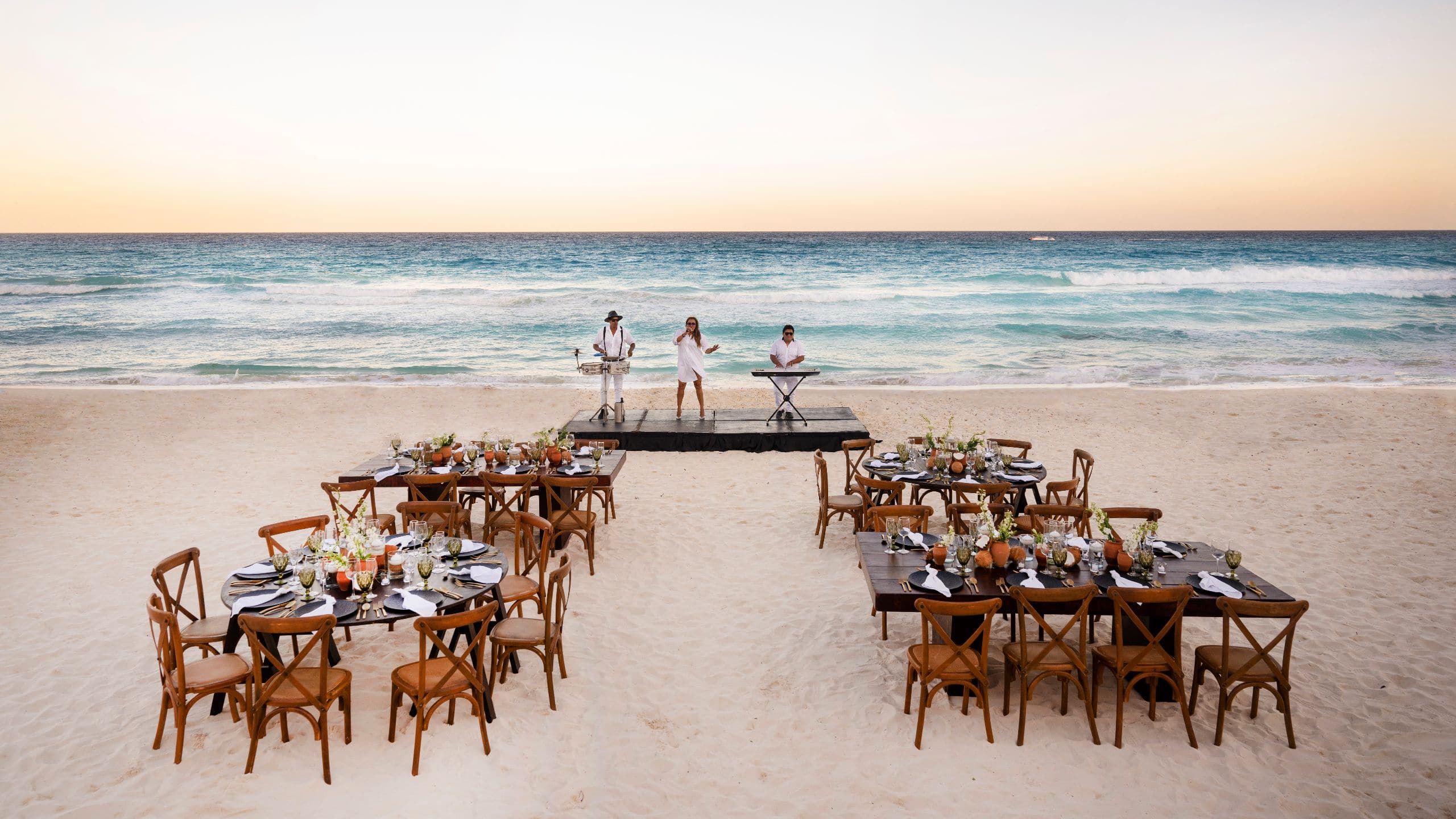 Sunscape Cancun Beach Dinner Party Setup