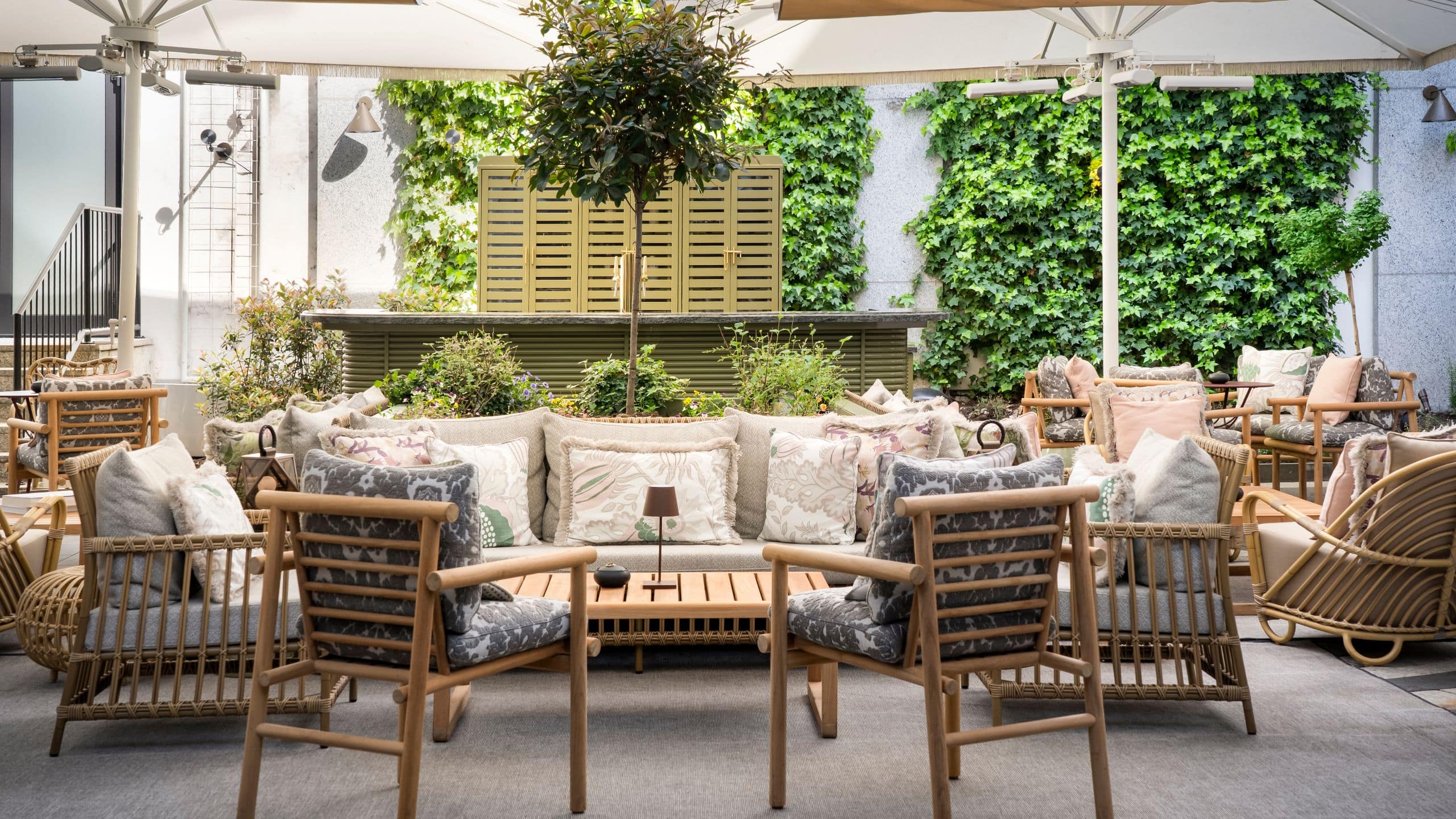 Brunfels Hotel Courtyard Seating Area With Bar