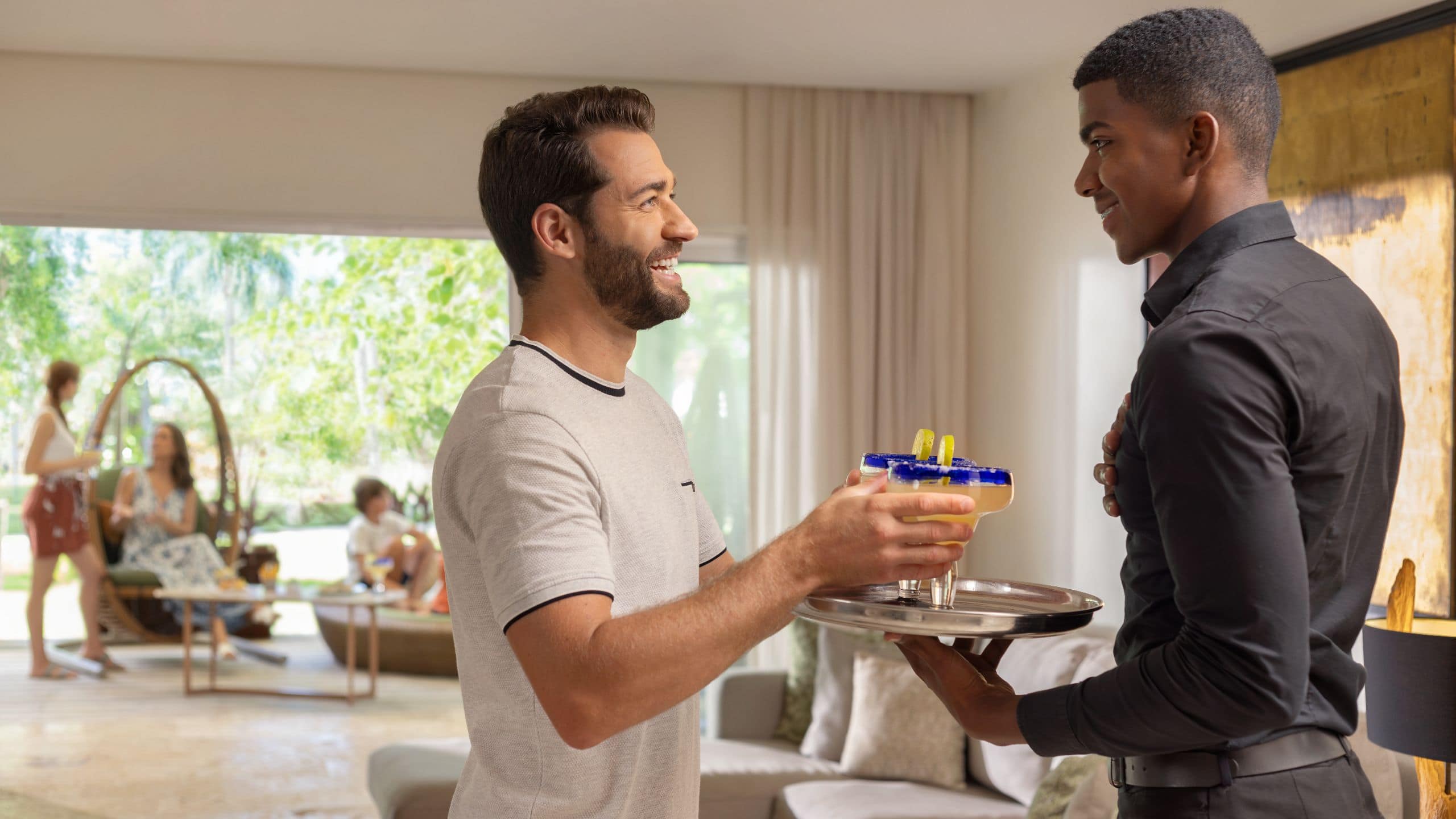 Dreams La Romana Family Enjoying Premium Lounge Staff