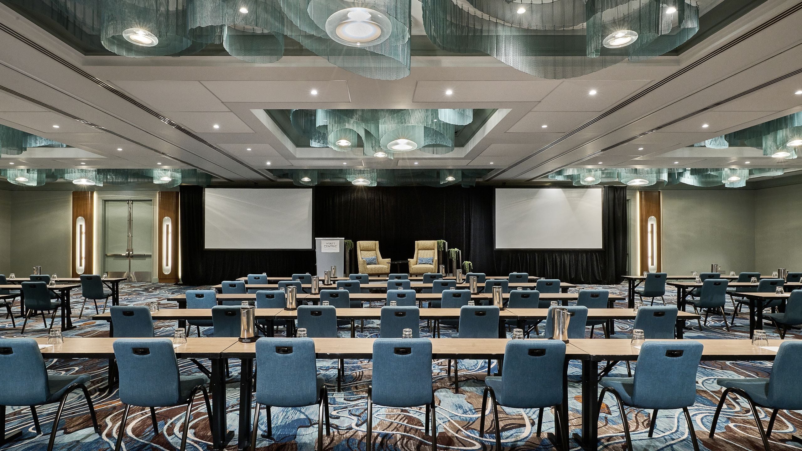 Hyatt Centric Chicago Magnificent Mile Grand Ballroom Classroom Setup Center View