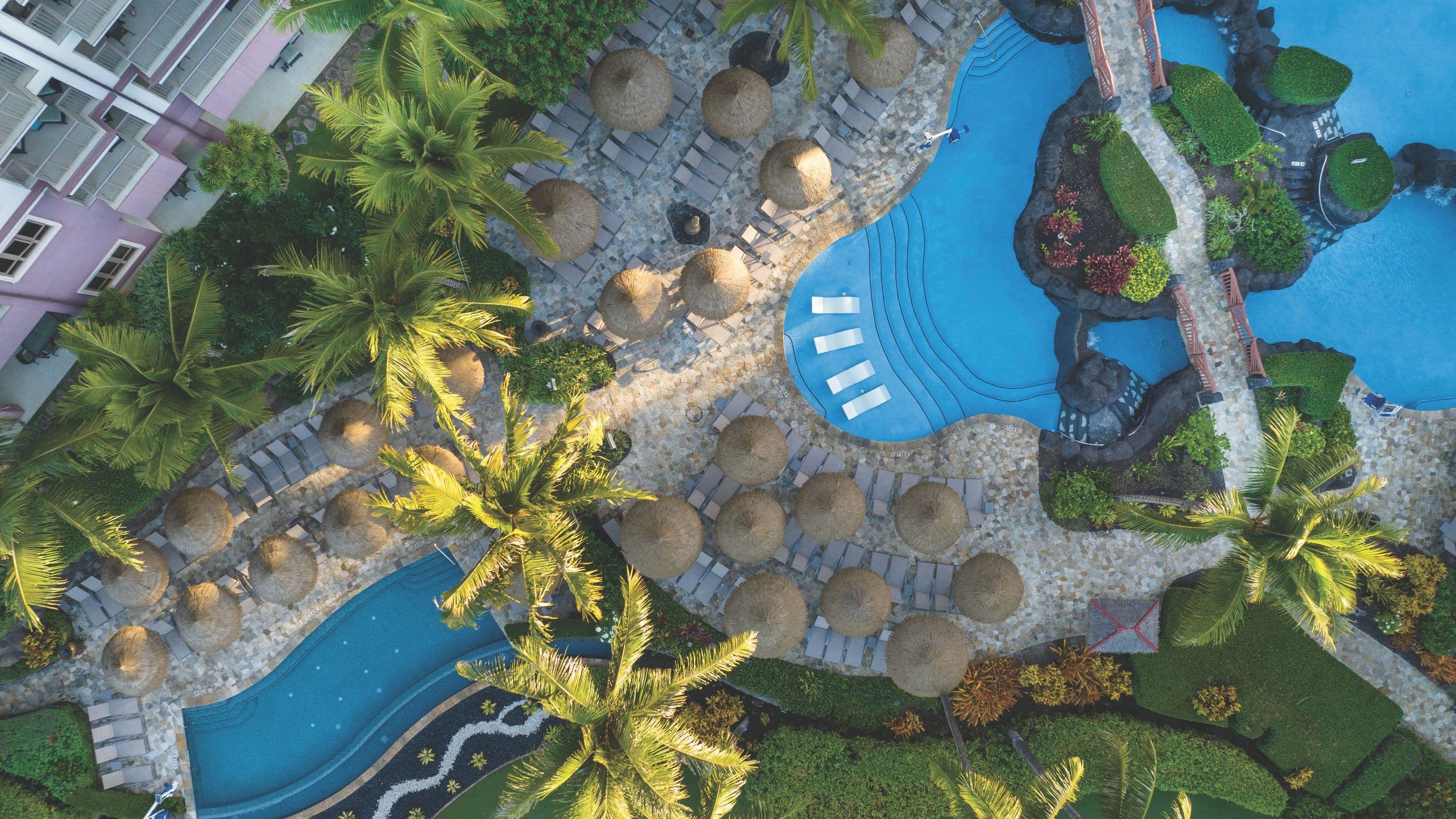 Hyatt Vacation Club at Ka’anapali Beach Top View Of Pool And Umbrellas