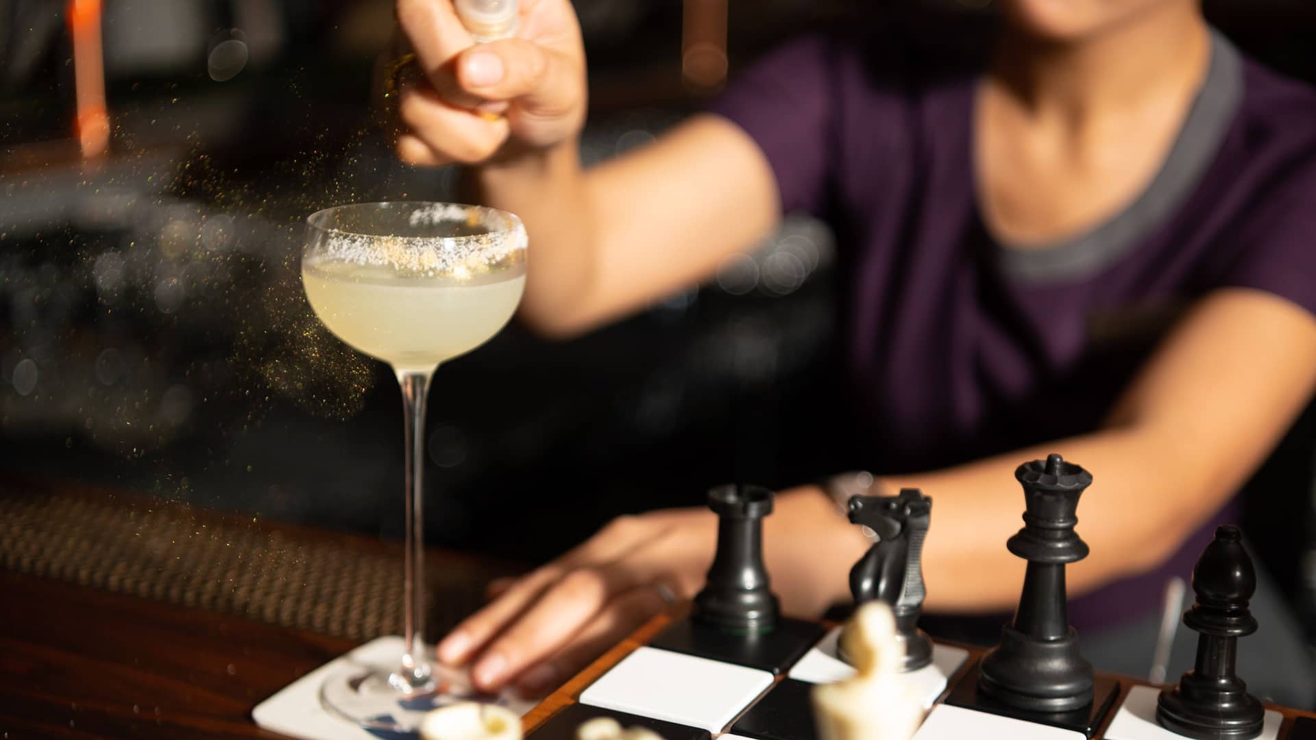 Hyatt Regency Phnom Penh Chessboard Cocktail Being Made