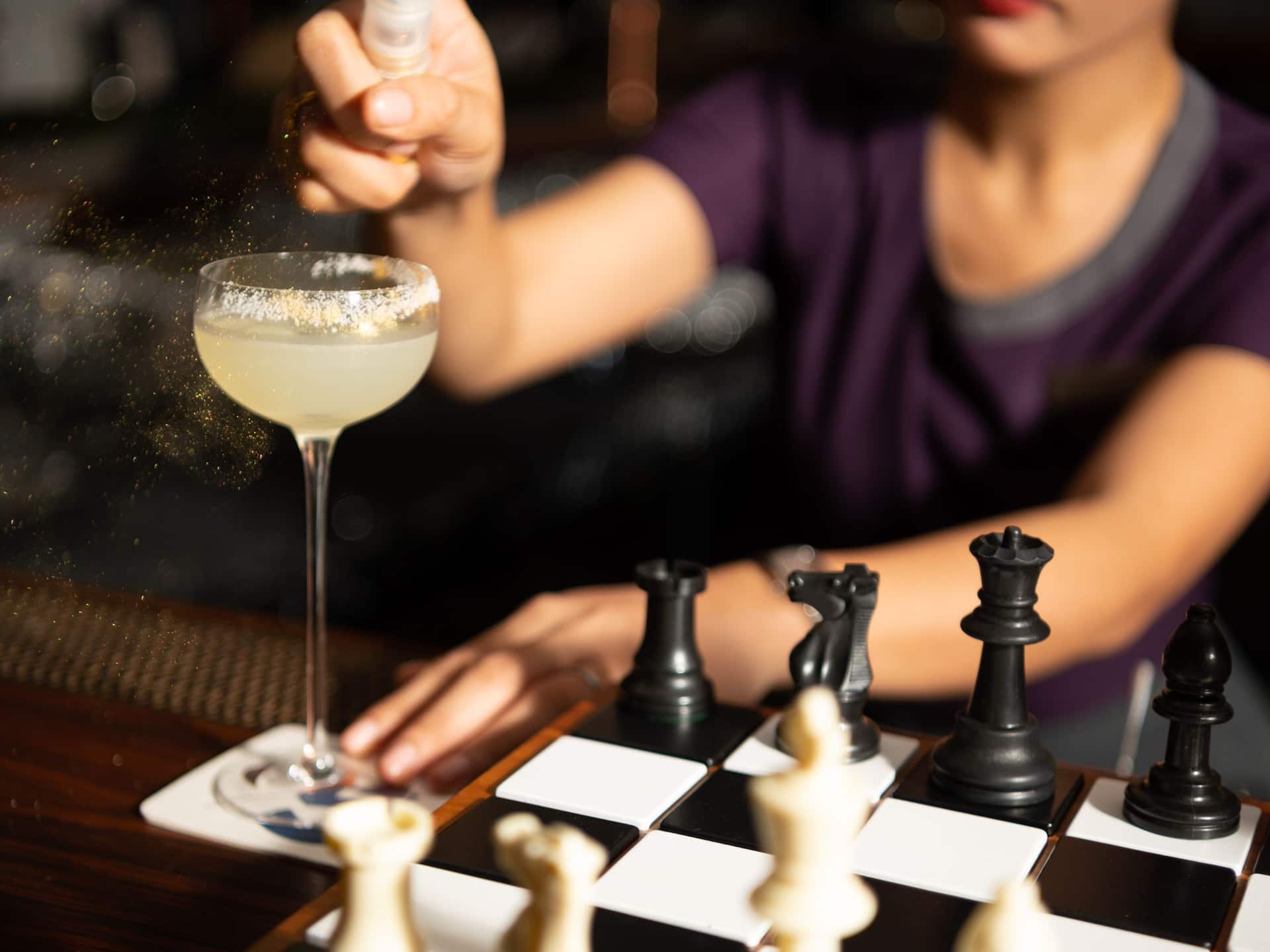 Hyatt Regency Phnom Penh Chessboard Cocktail Being Made