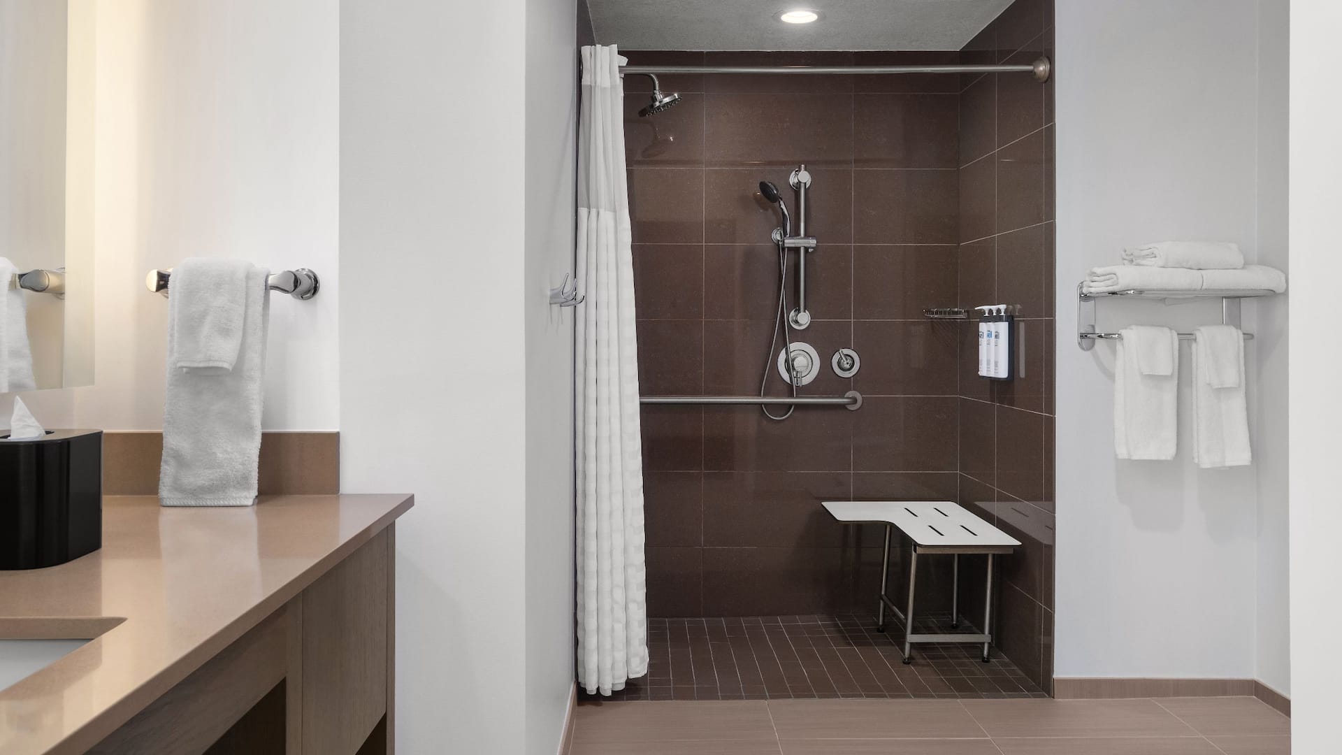 第 5，共 5 Hyatt House Emeryville/San Francisco Bay Area Accessible Bathroom Roll In Shower