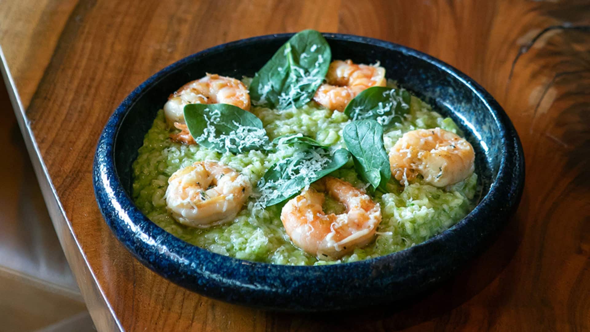 Grand Hyatt Berlin Pan Fried Prawns Spinach Risotto